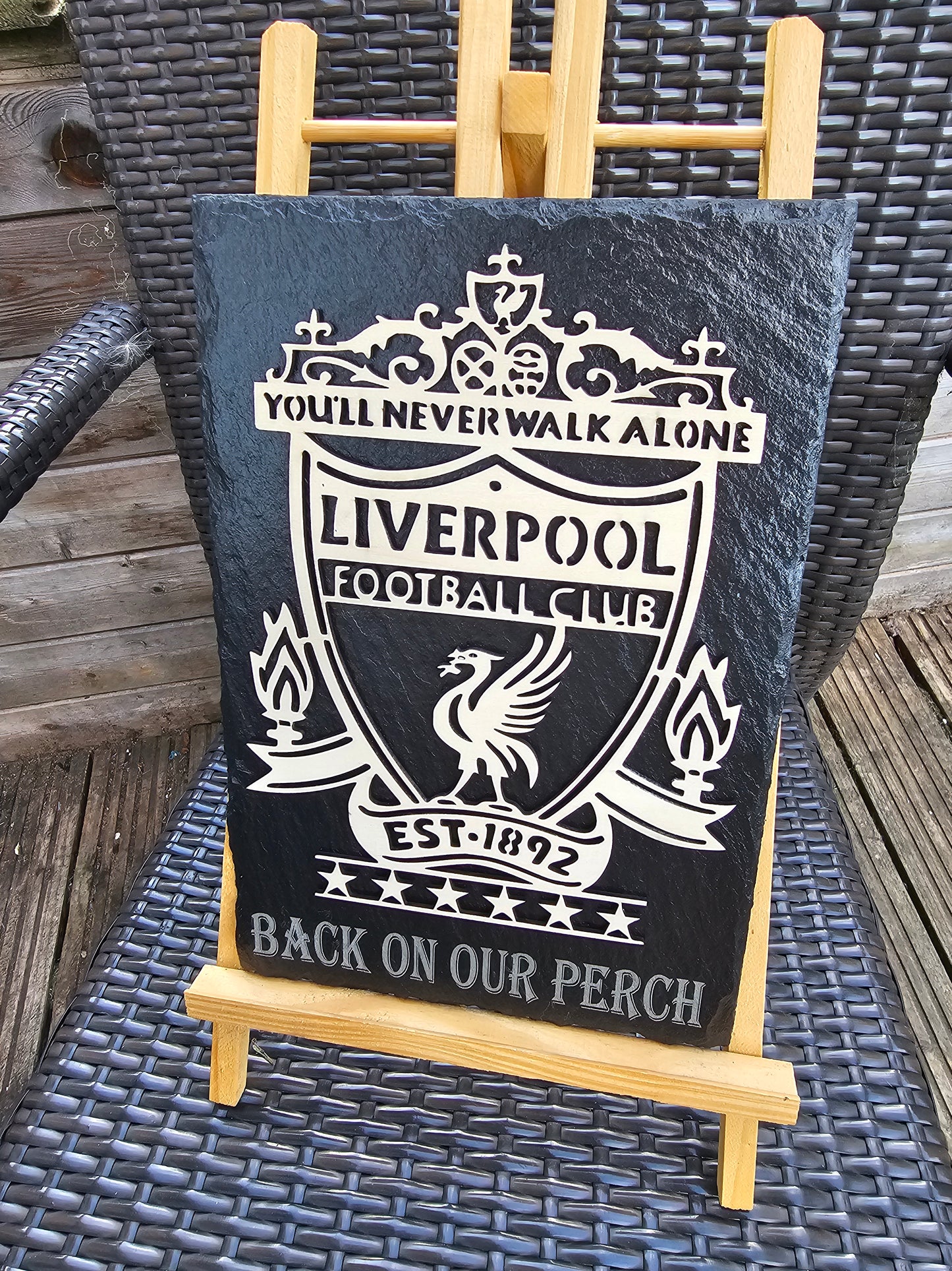 slate Liverpool FC 3D Crest Plaque – “Back On Our Perch” – 30cm x 20cm