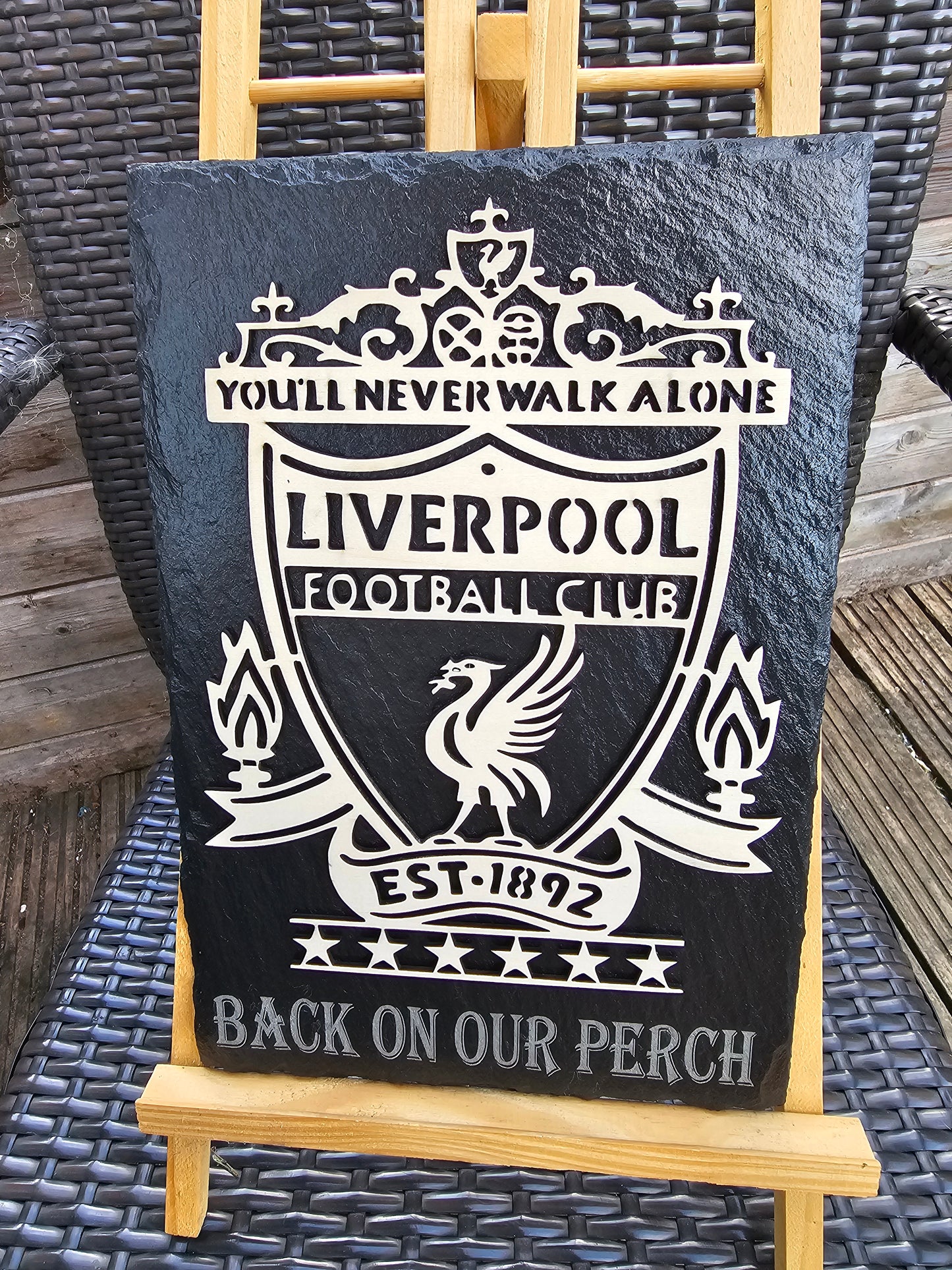 slate Liverpool FC 3D Crest Plaque – “Back On Our Perch” – 30cm x 20cm
