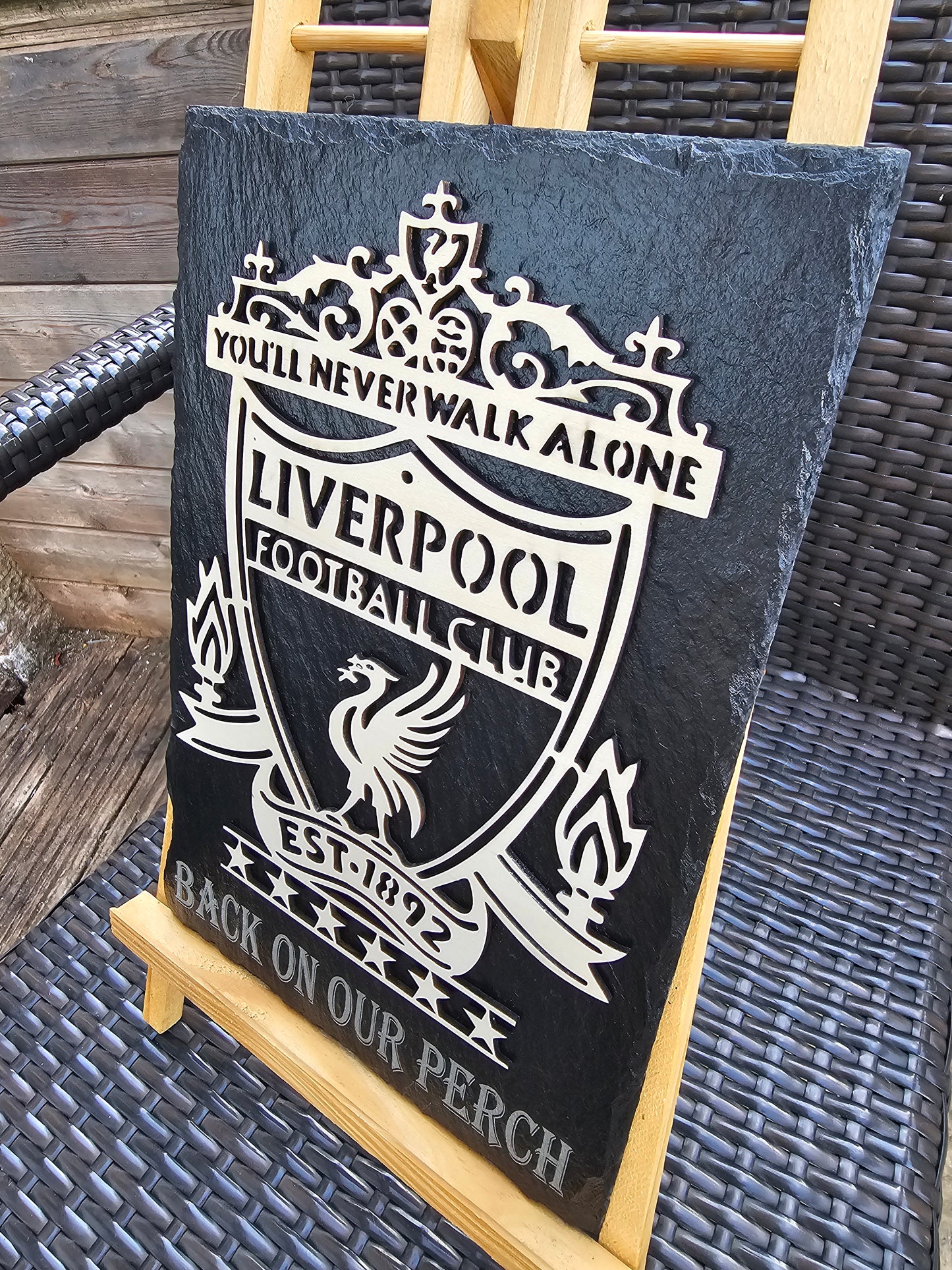 slate Liverpool FC 3D Crest Plaque – “Back On Our Perch” – 30cm x 20cm