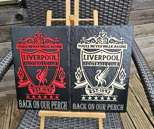 slate Liverpool FC 3D Crest Plaque – “Back On Our Perch” – 30cm x 20cm