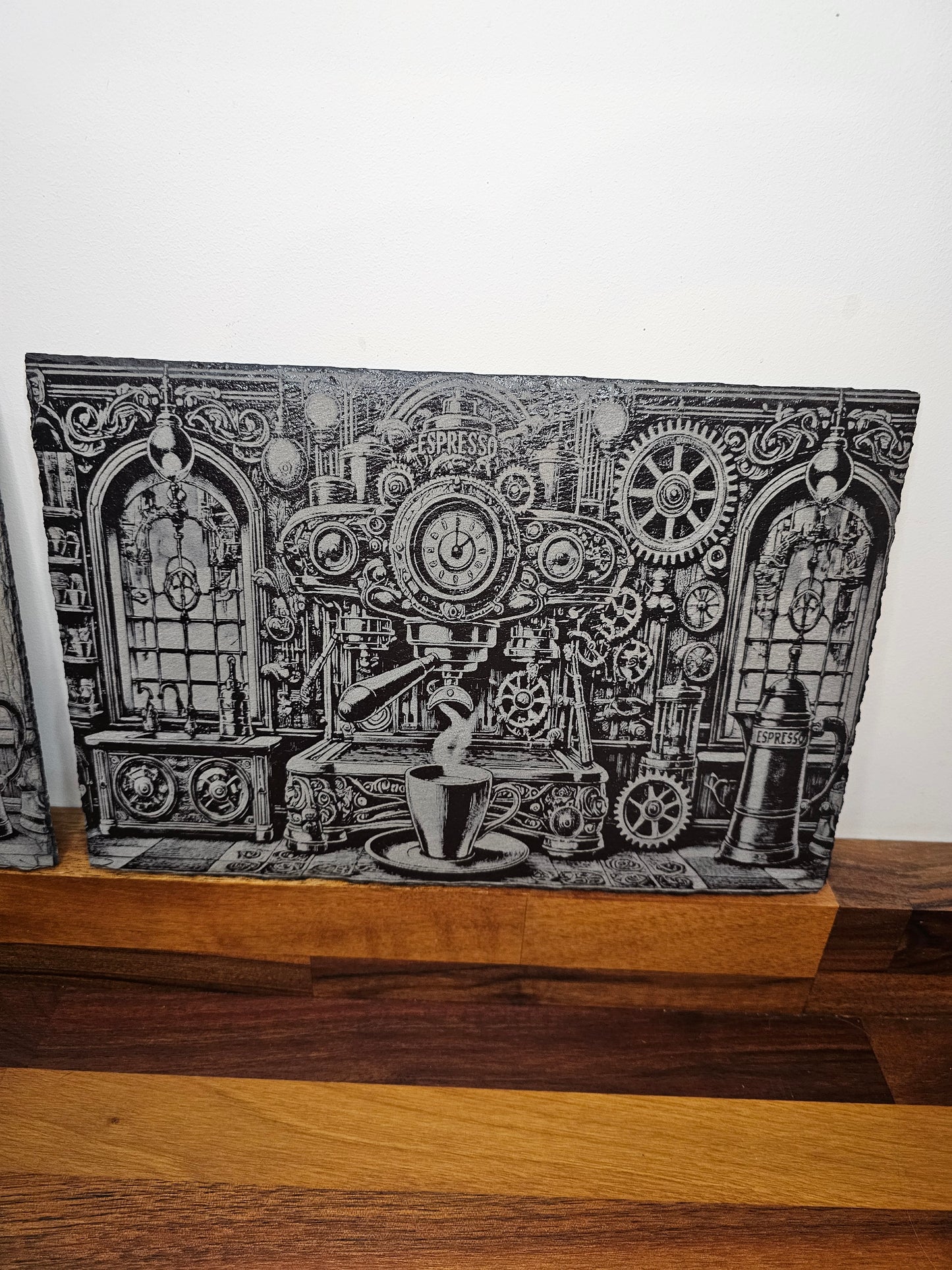 slate Steampunk Espresso Machine Slate Wall Art | Laser