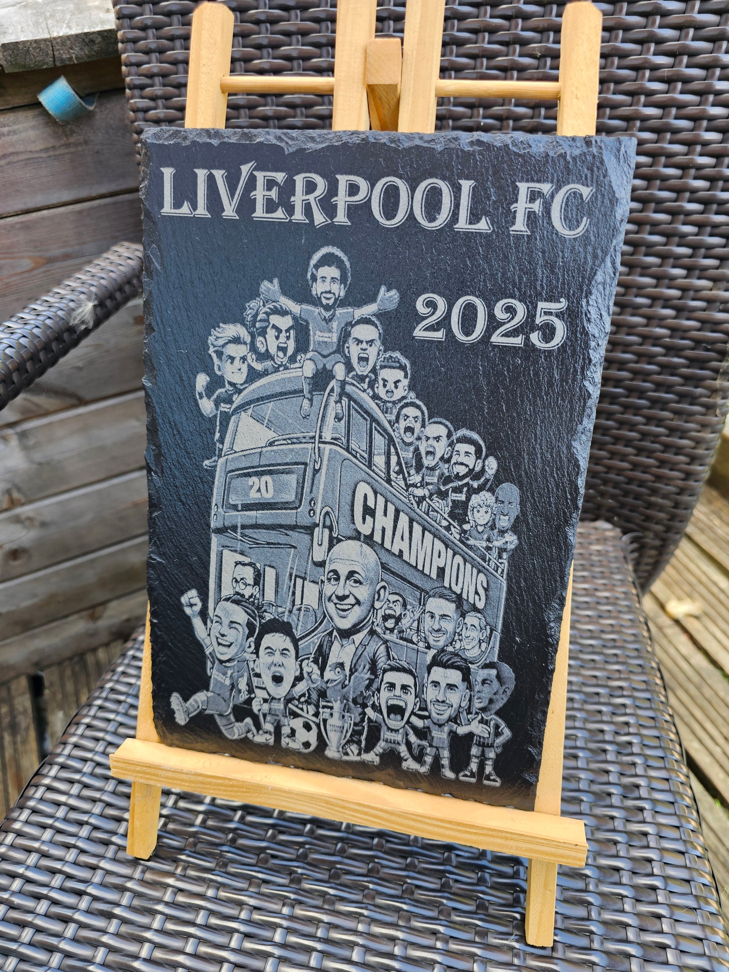 slate liverpool fc 2025 champions bus celebration | laser engraved