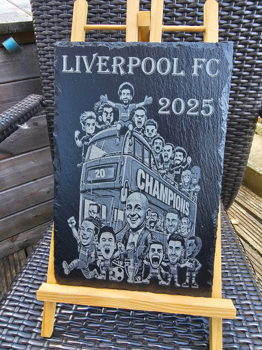 slate liverpool fc 2025 champions bus celebration | laser engraved