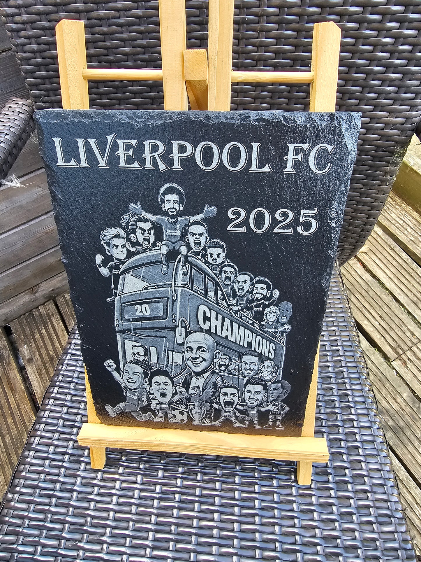 slate liverpool fc 2025 champions bus celebration | laser engraved