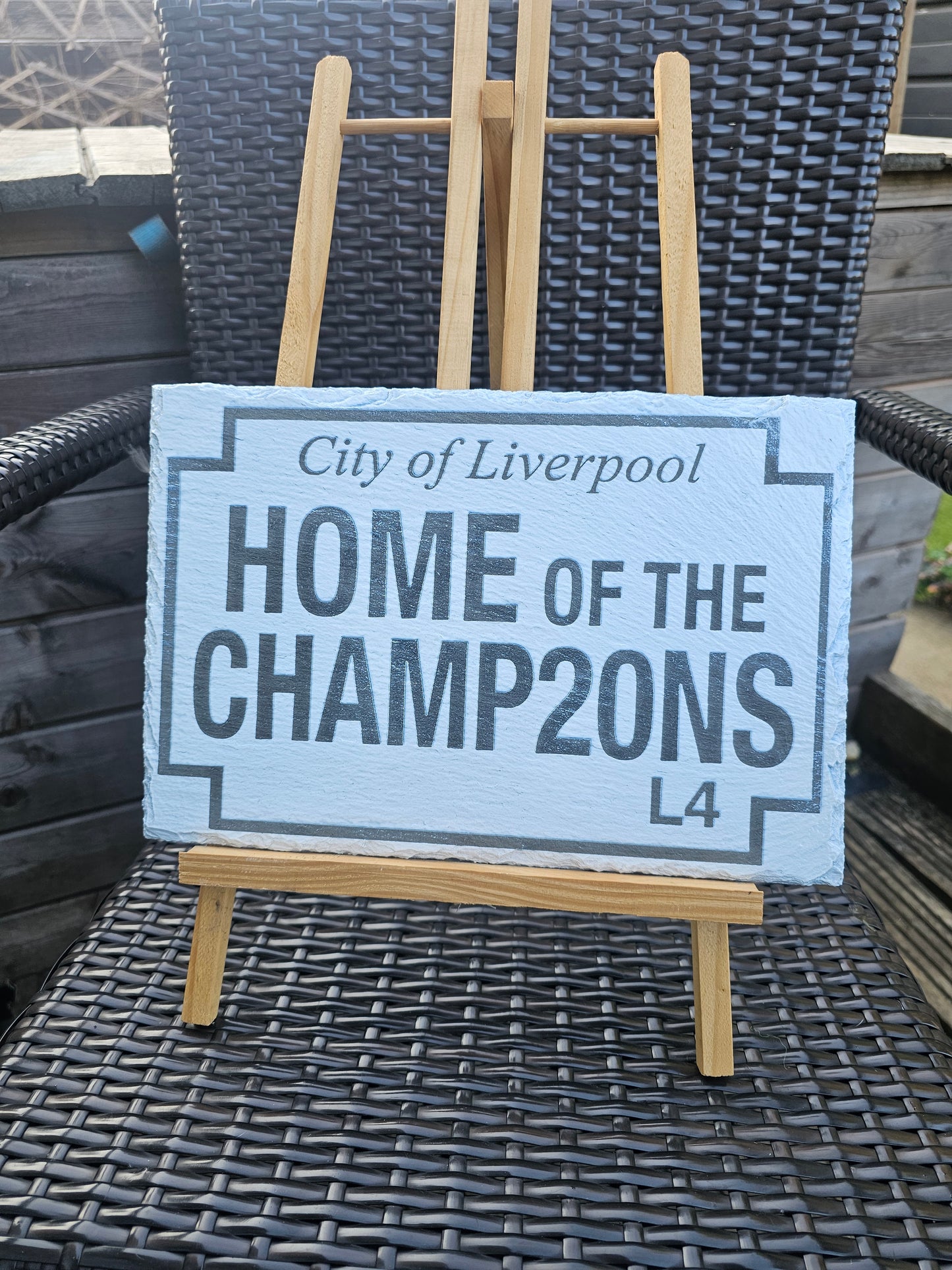 slate Liverpool FC “Home of the Champ20ns” Street Sign – Painted
