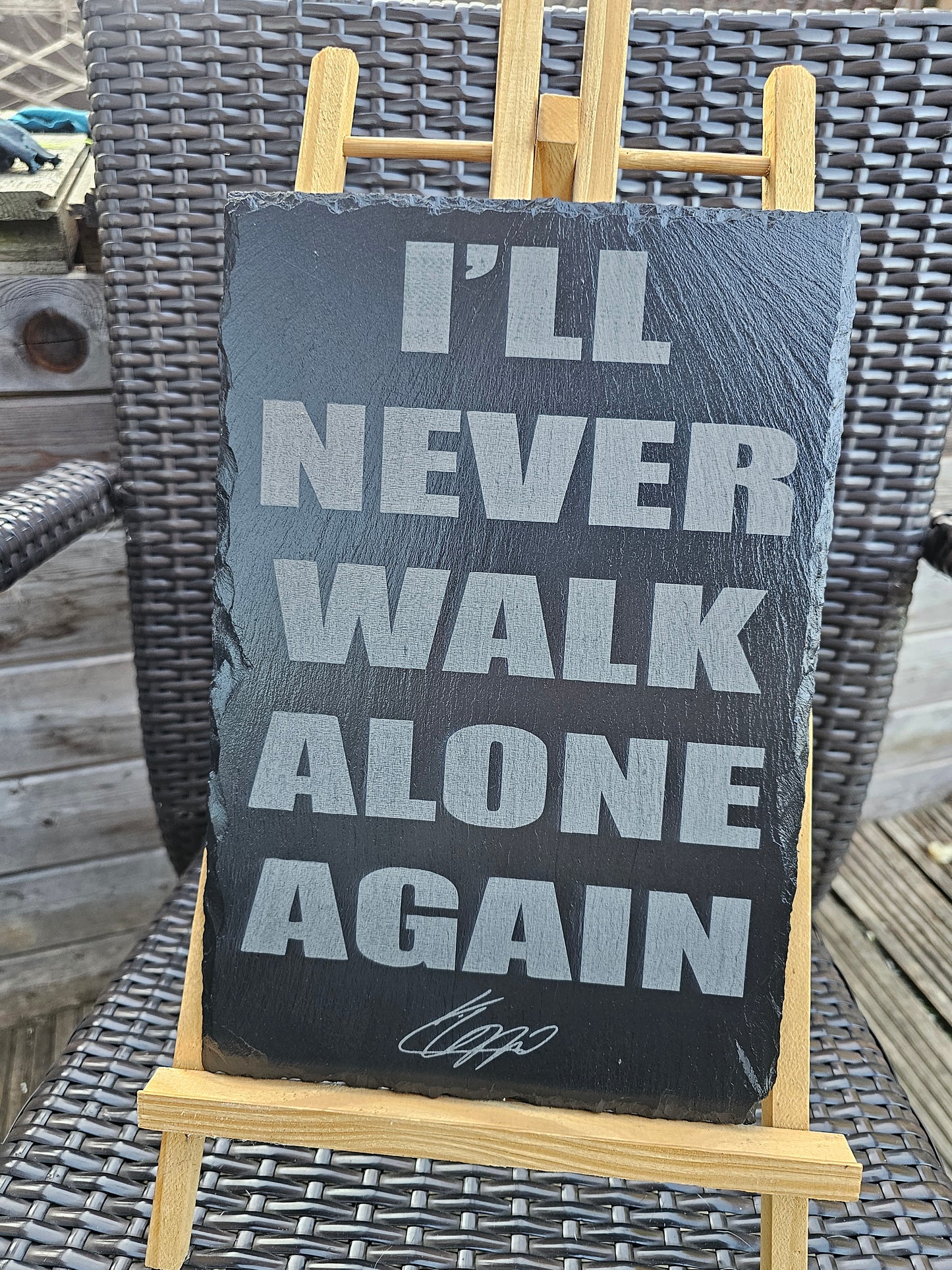 slate Jurgen Klopp Tribute Plaque – “I’ll Never Walk Alone Again”