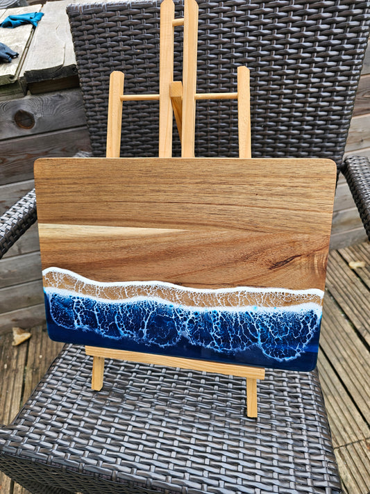 chopping board Ocean Wave Epoxy Resin | Handmade Wooden Serving Board