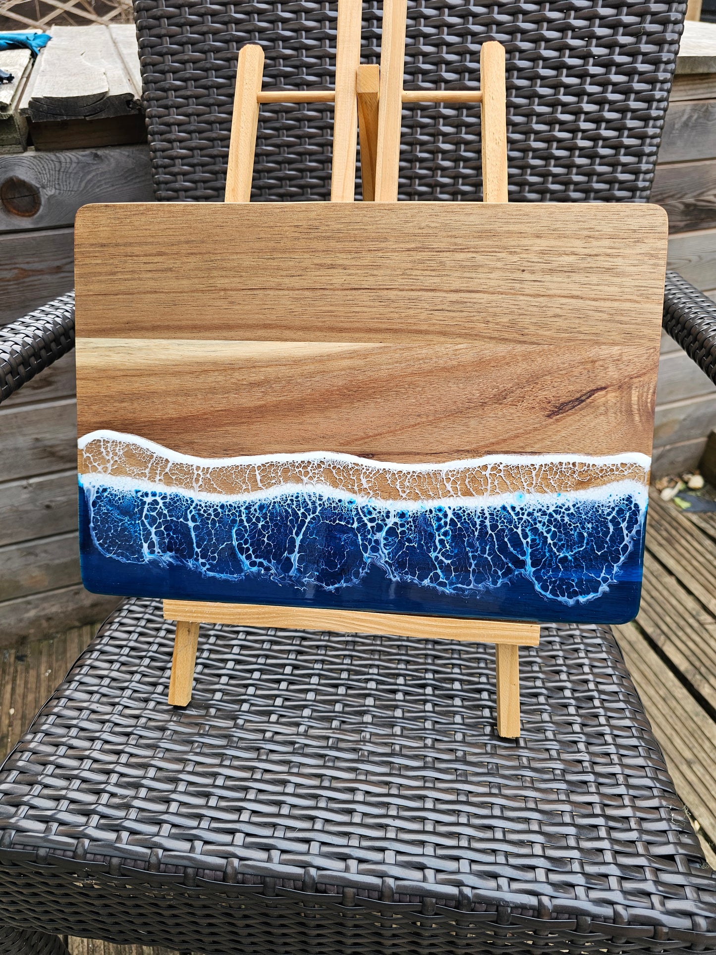 chopping board Ocean Wave Epoxy Resin | Handmade Wooden Serving Board