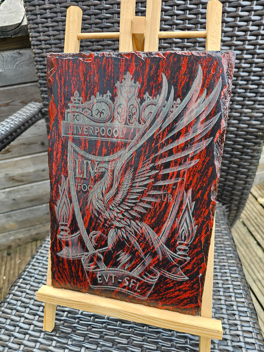 slate Liverpoool FC Crest with Liver Bird – Laser Engraved Plaque
