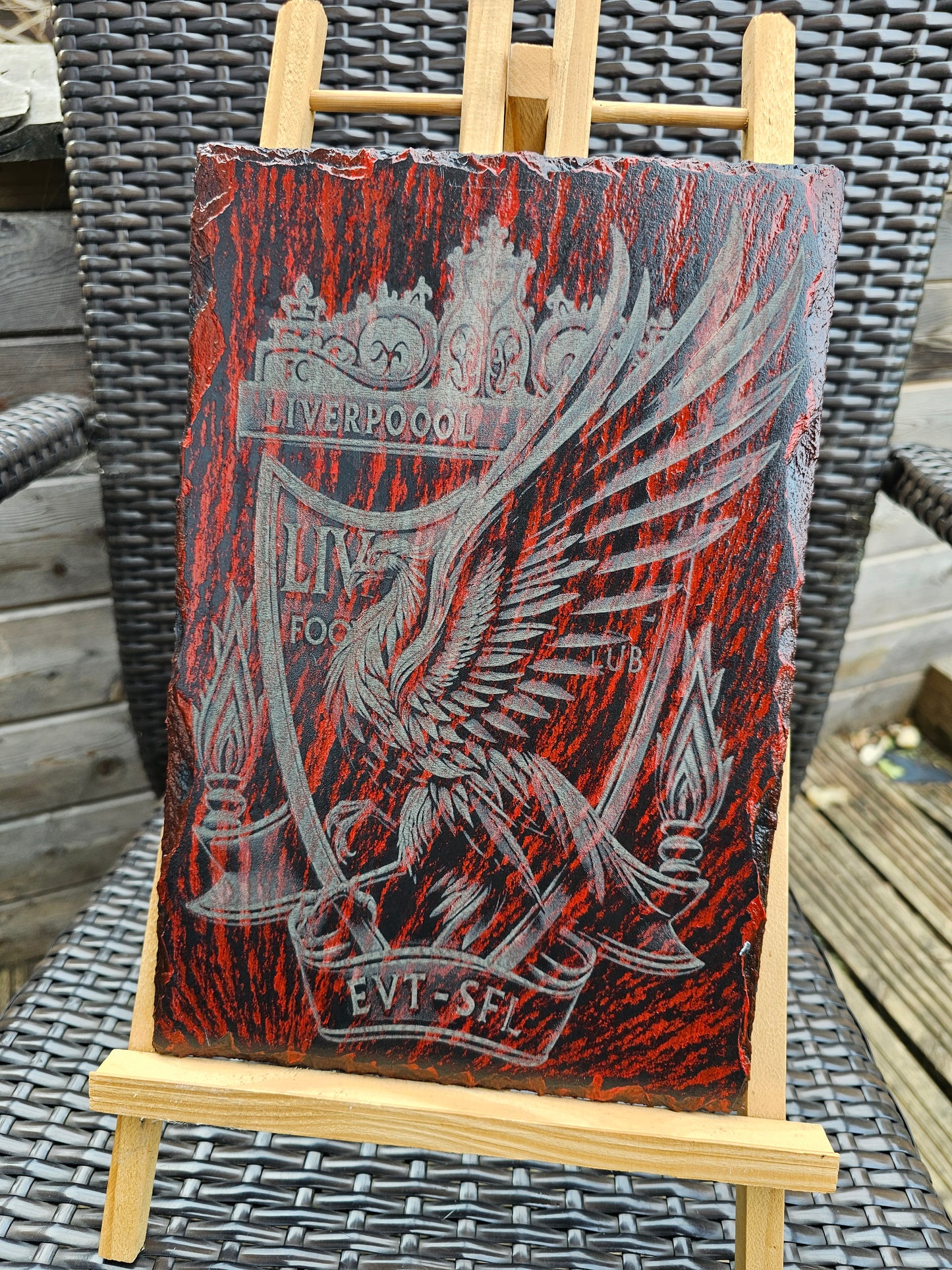 slate Liverpoool FC Crest with Liver Bird – Laser Engraved Plaque