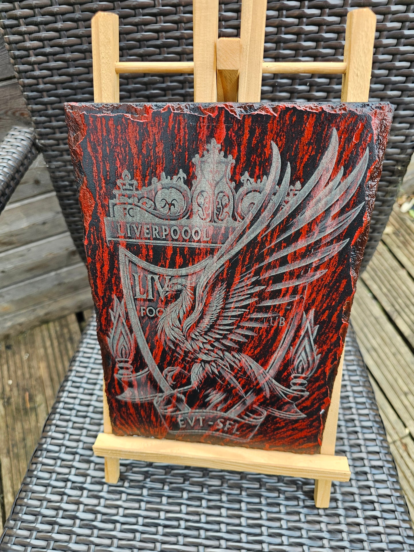 slate Liverpoool FC Crest with Liver Bird – Laser Engraved Plaque