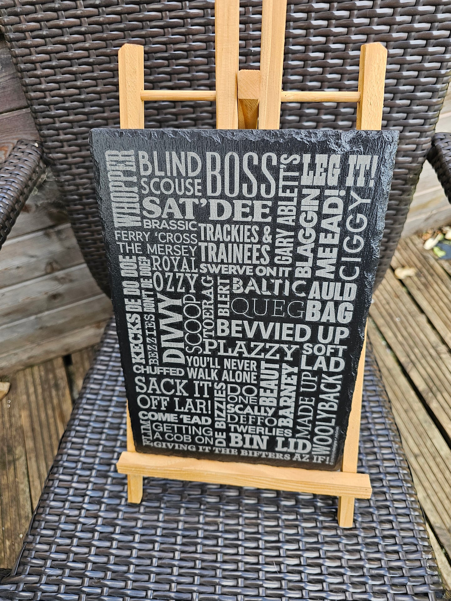 slate Liverpool Scouse Slang Word Art | 30cm x 20cm Laser Engraved