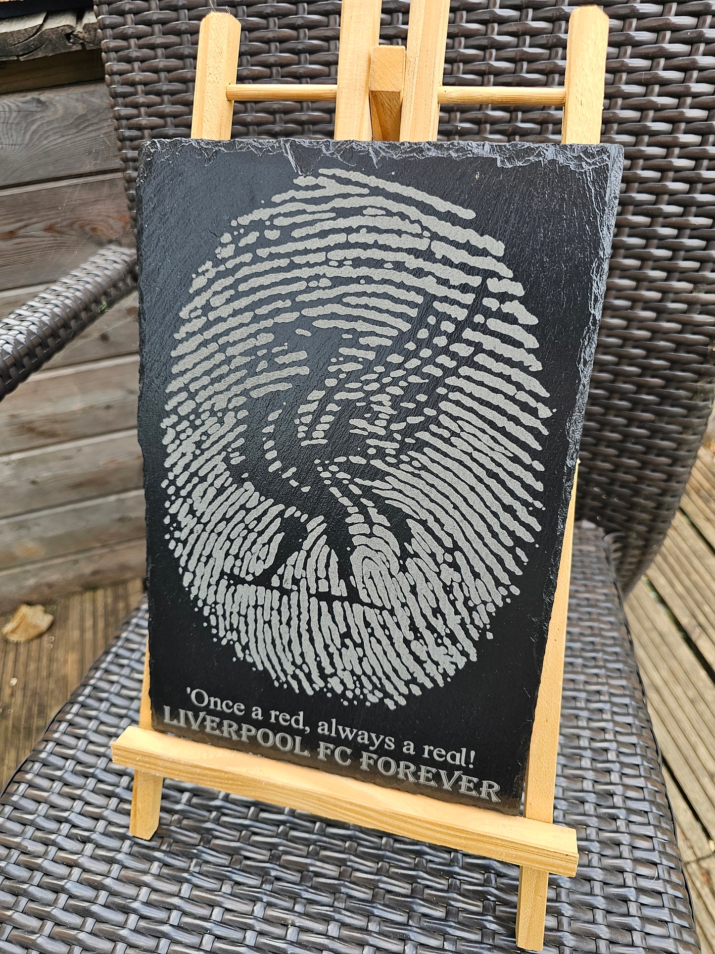 slate Liverpool FC Fingerprint Slate Plaque "Once a Red, Always a Red"