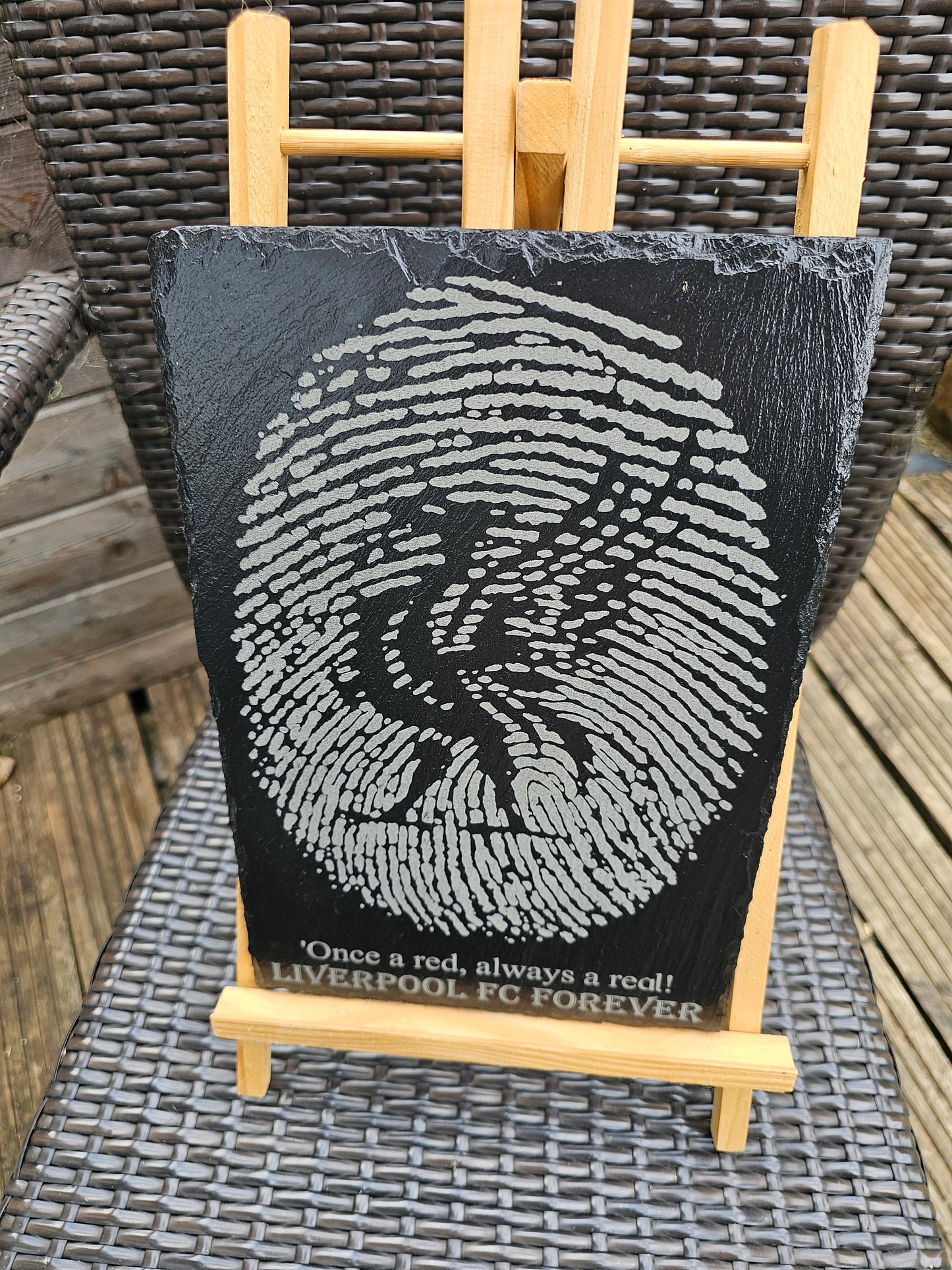slate Liverpool FC Fingerprint Slate Plaque "Once a Red, Always a Red"