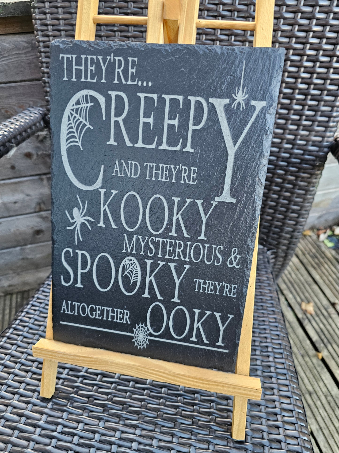 slate Creepy & Kooky Slate Plaque – 30cm x 20cm – Halloween Spooky Art