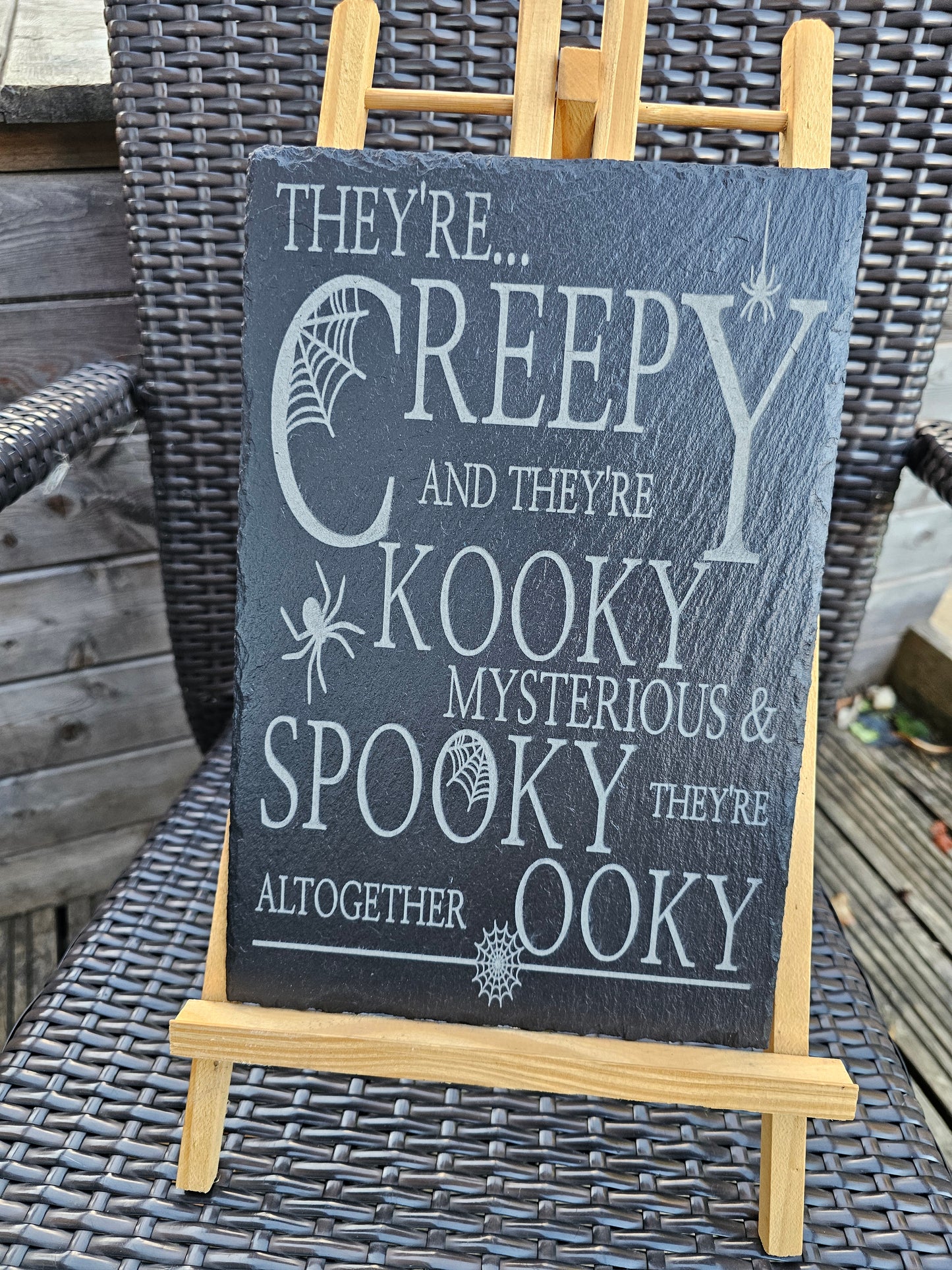 slate Creepy & Kooky Slate Plaque – 30cm x 20cm – Halloween Spooky Art