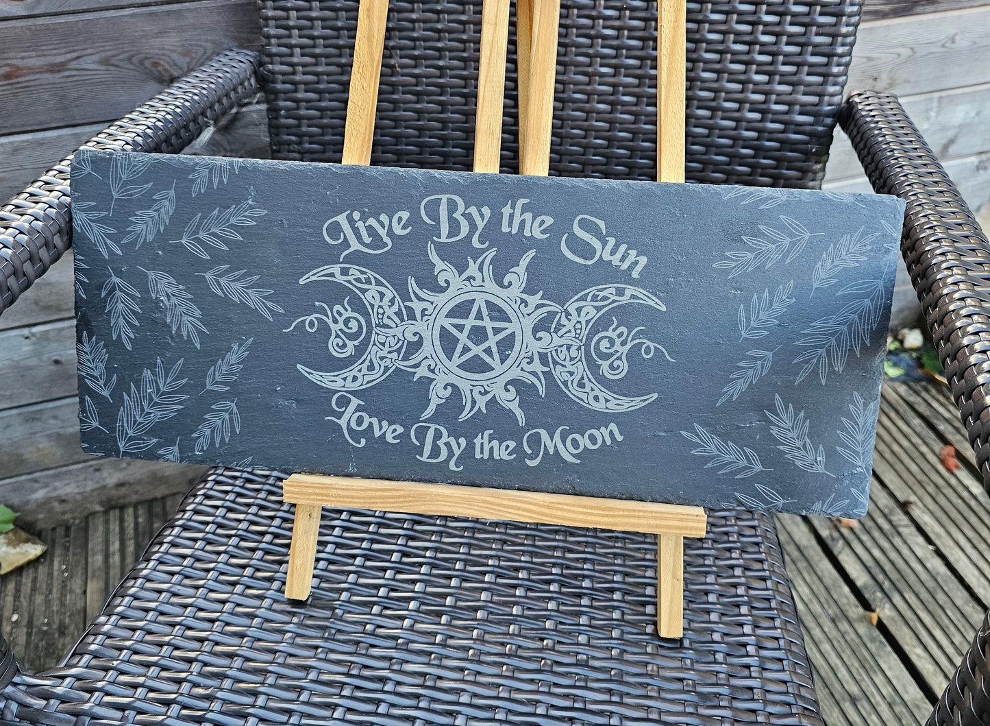 slate Live By the Sun, Love By the Moon Slate Plaque – 46cm x 18cm –