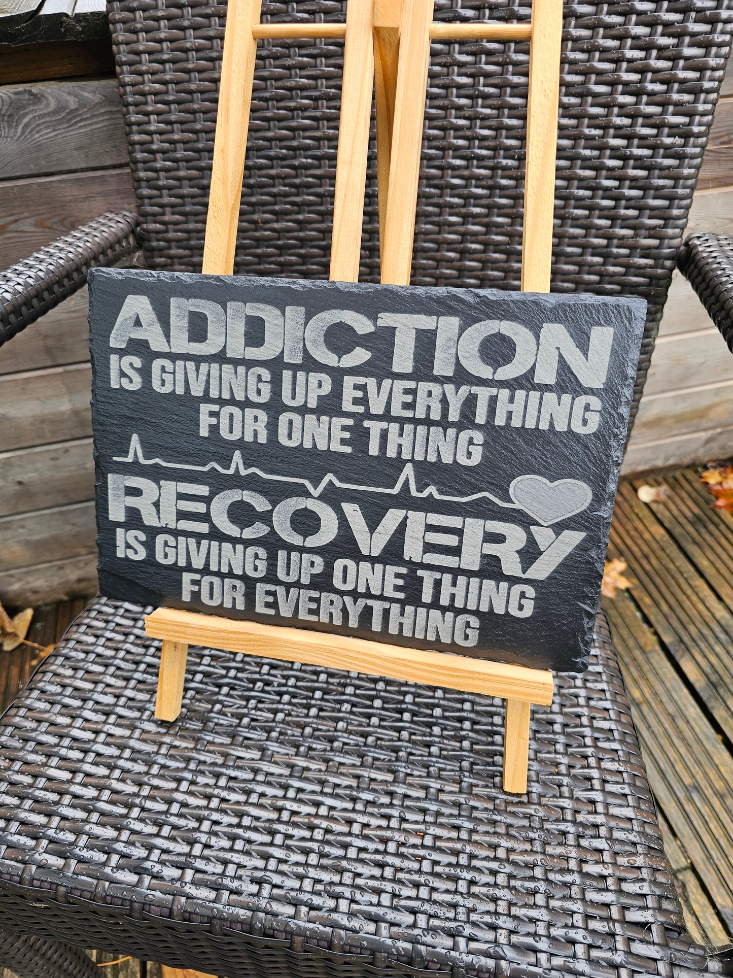 slate Addiction & Recovery Inspirational Slate Plaque – 30cm x 20cm –