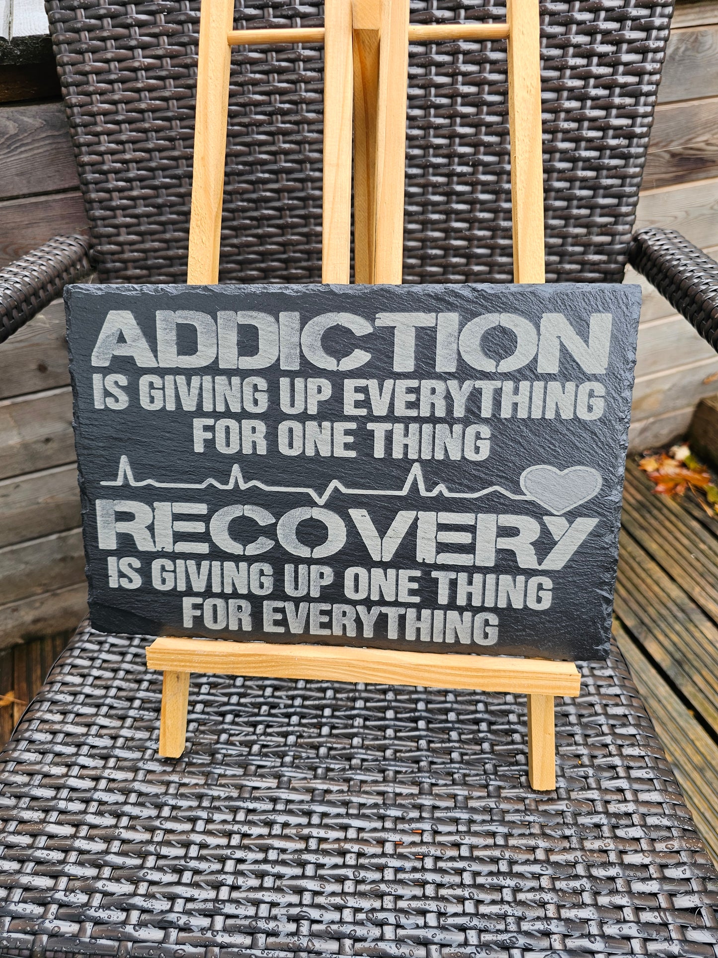 slate Addiction & Recovery Inspirational Slate Plaque – 30cm x 20cm –