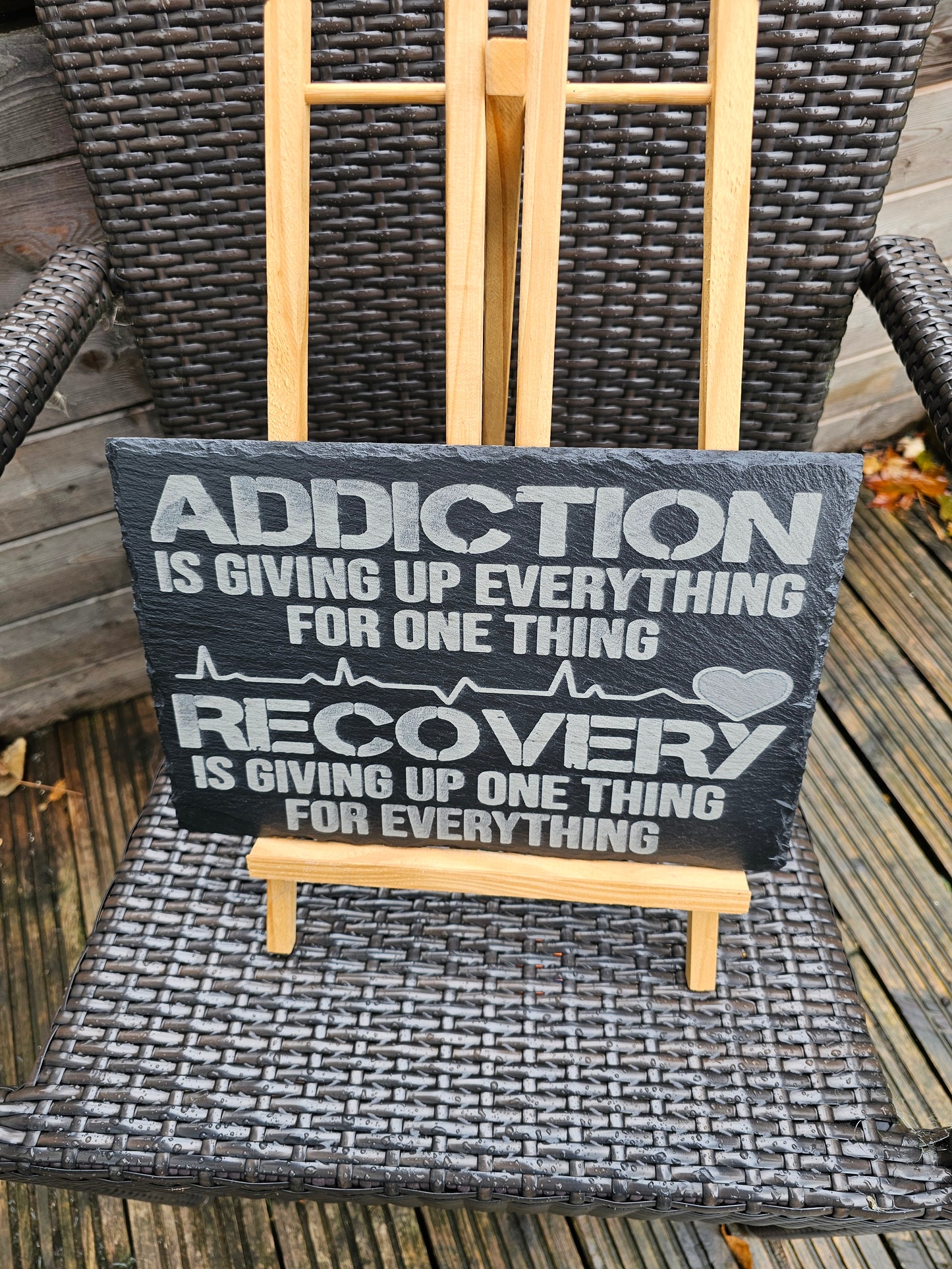 slate Addiction & Recovery Inspirational Slate Plaque – 30cm x 20cm –