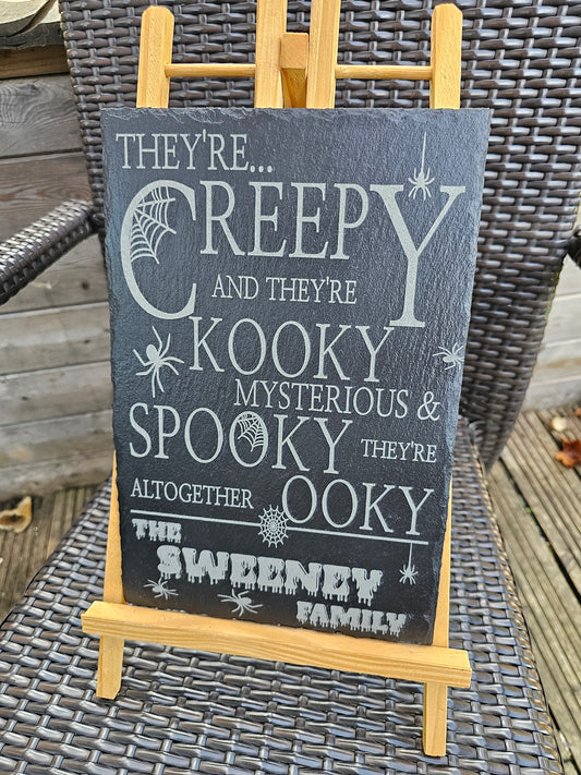 slate Creepy & Kooky Slate Plaque – 30cm x 20cm – Halloween Spooky Art