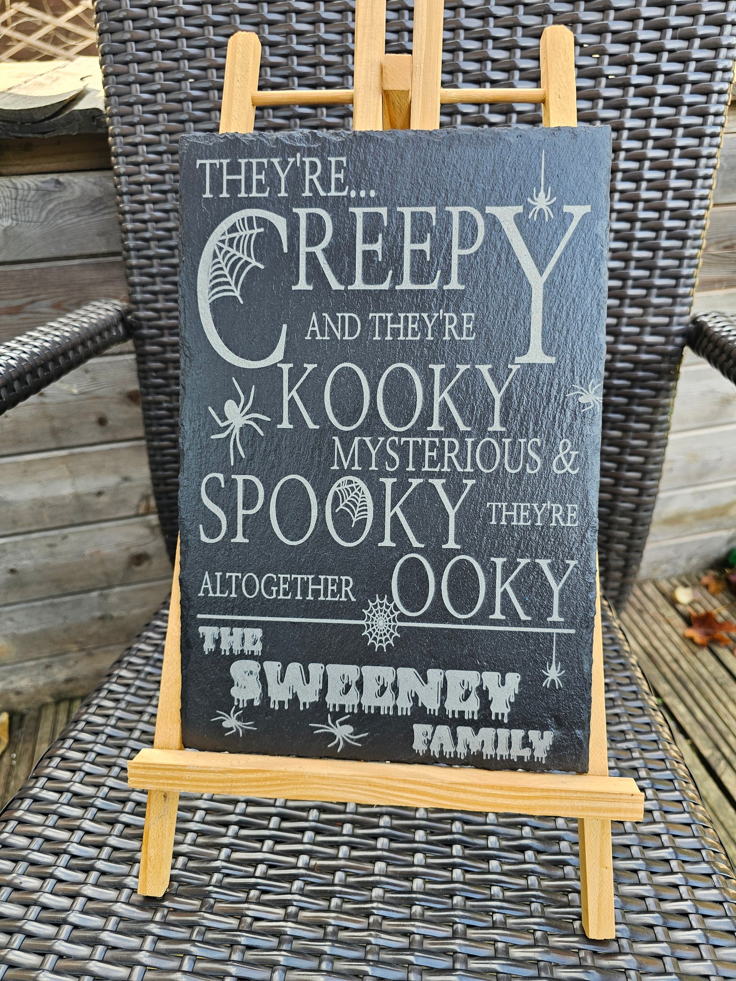 slate Creepy & Kooky Slate Plaque – 30cm x 20cm – Halloween Spooky Art
