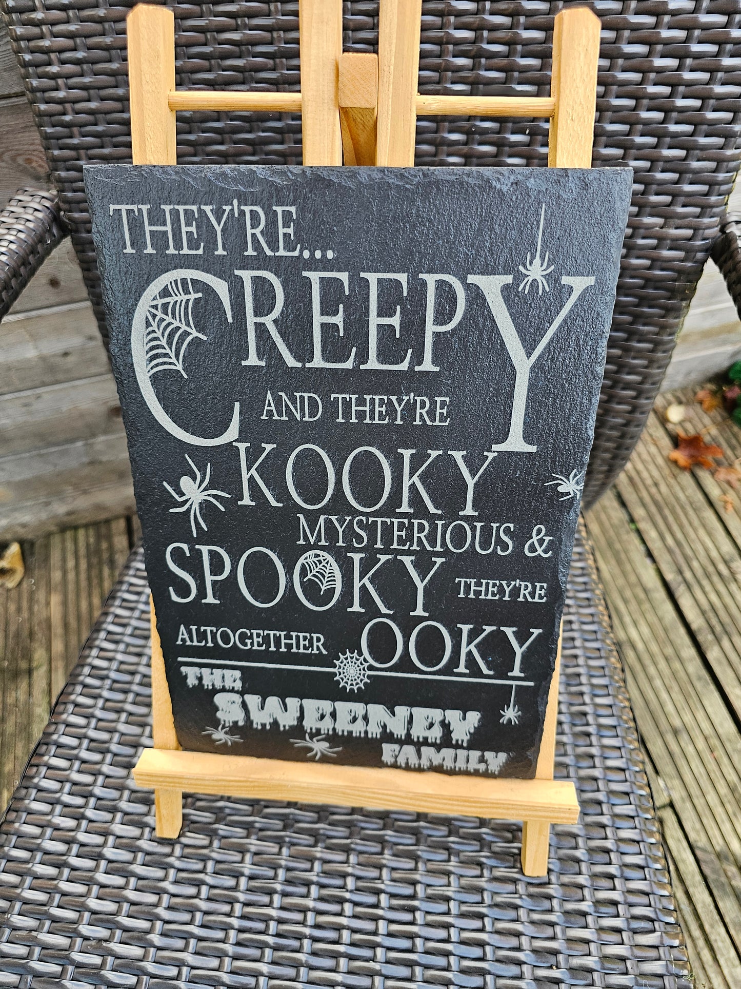 slate Creepy & Kooky Slate Plaque – 30cm x 20cm – Halloween Spooky Art