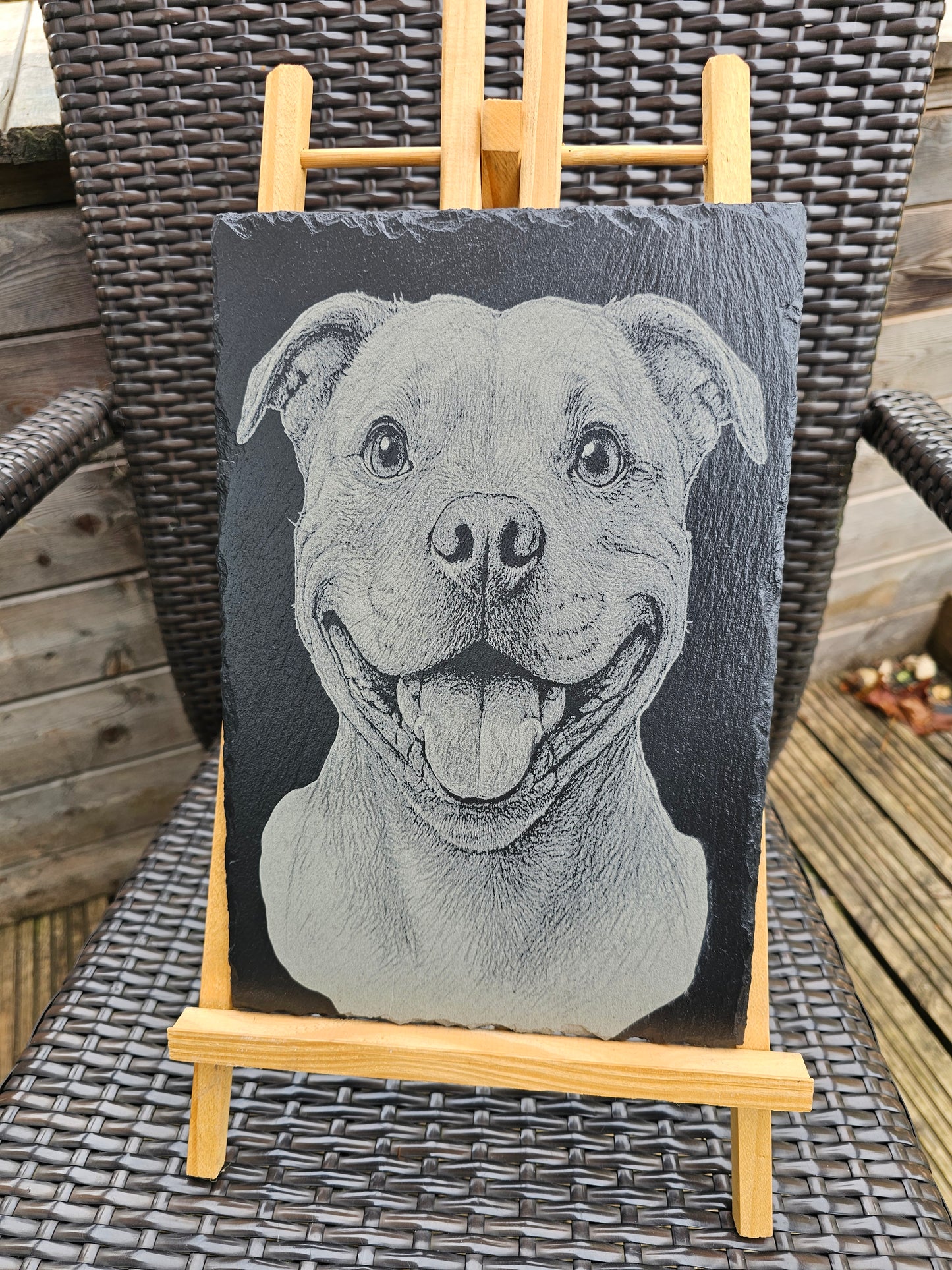 slate Staffordshire Bull Terrier Slate Plaque – Laser Engraved