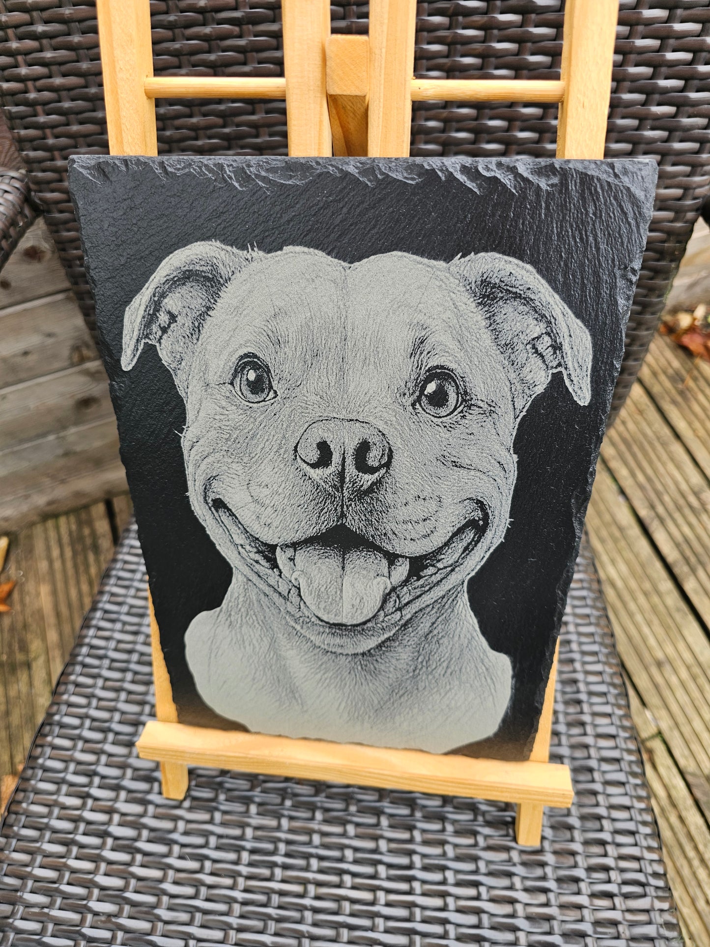 slate Staffordshire Bull Terrier Slate Plaque – Laser Engraved