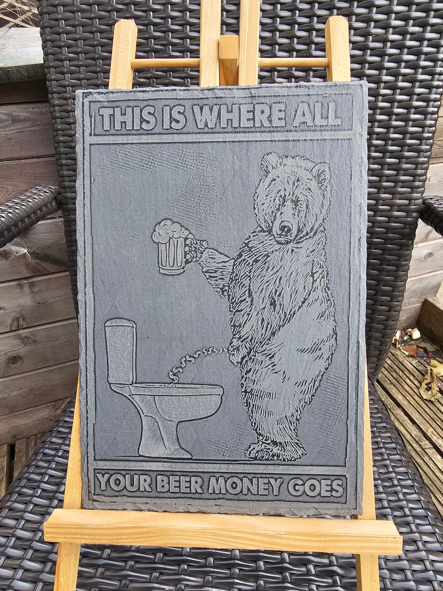 slate Funny Beer Money Plaque “This Is Where All Your Beer Money Goes
