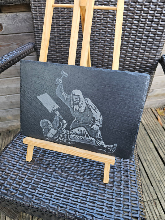 Slate Plaque Banksy-Inspired Judge Slate Plaque – 30cm x 20cm