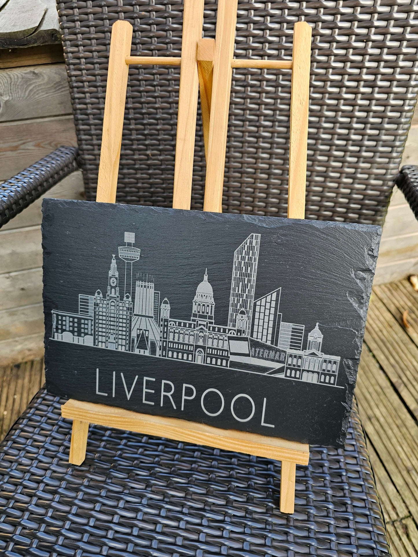 Slate Plaque 30cm x 20cm Laser Engraved Liverpool Skyline Handmade UK