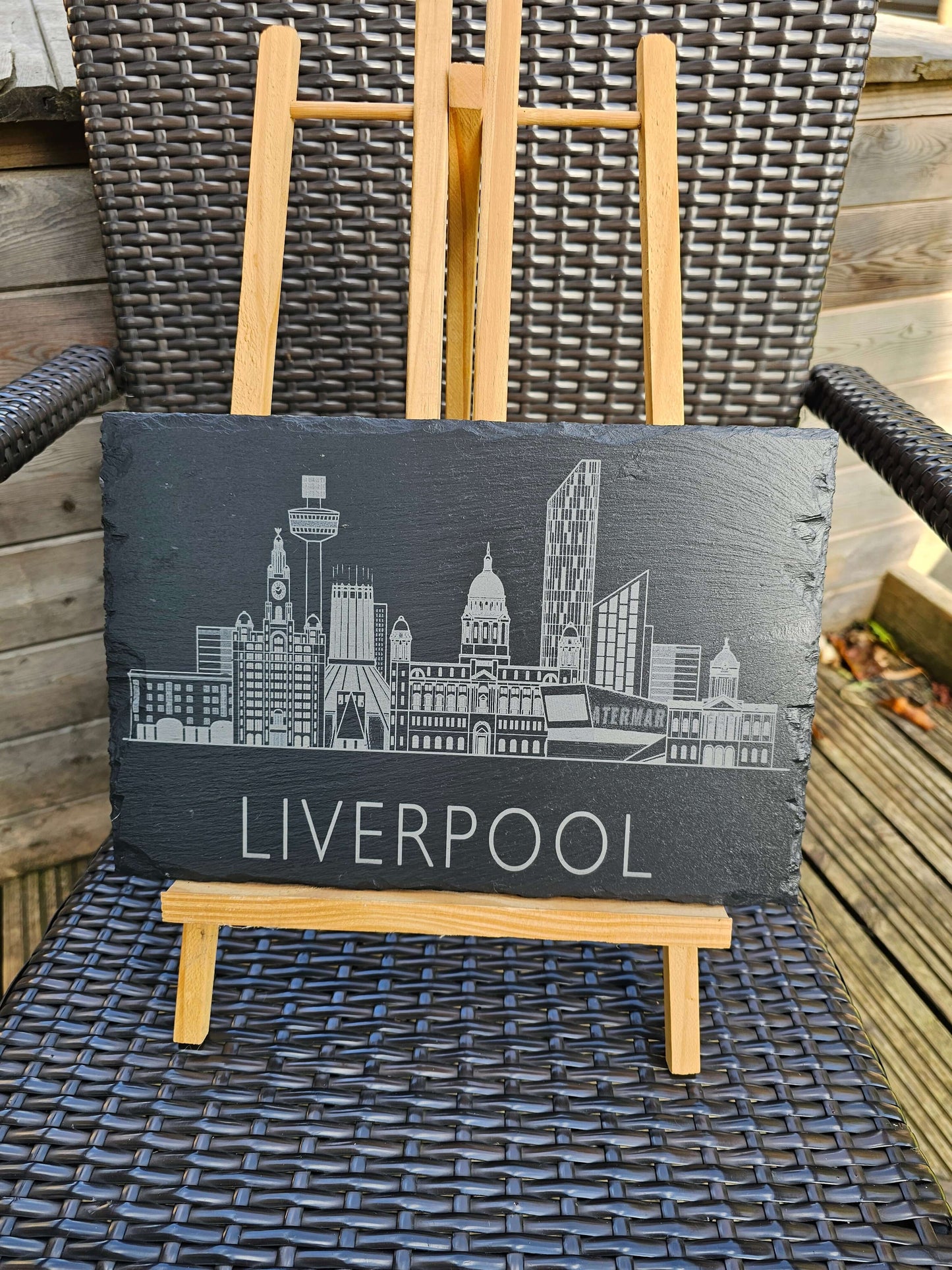 Slate Plaque 30cm x 20cm Laser Engraved Liverpool Skyline Handmade UK