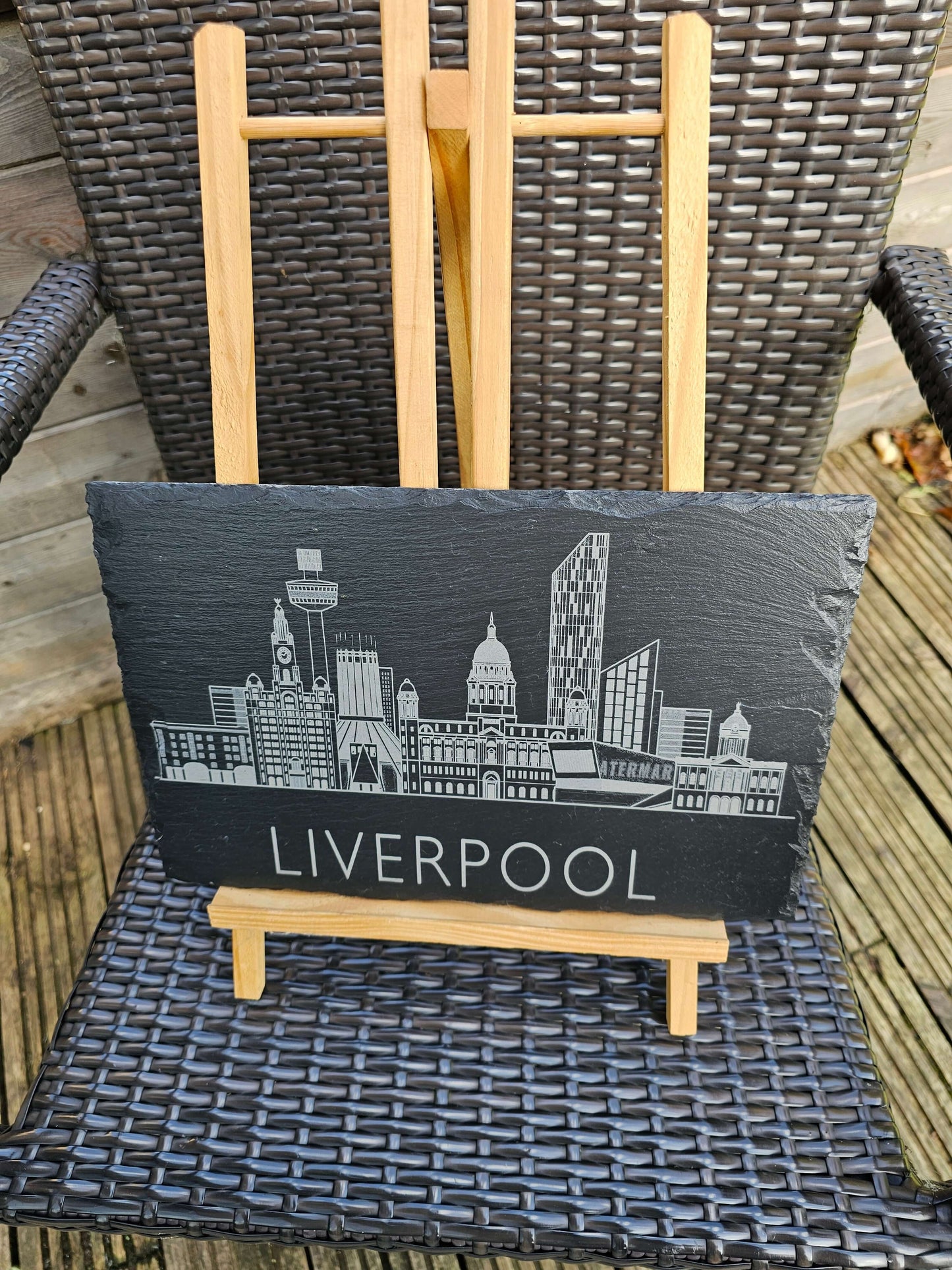 Slate Plaque 30cm x 20cm Laser Engraved Liverpool Skyline Handmade UK