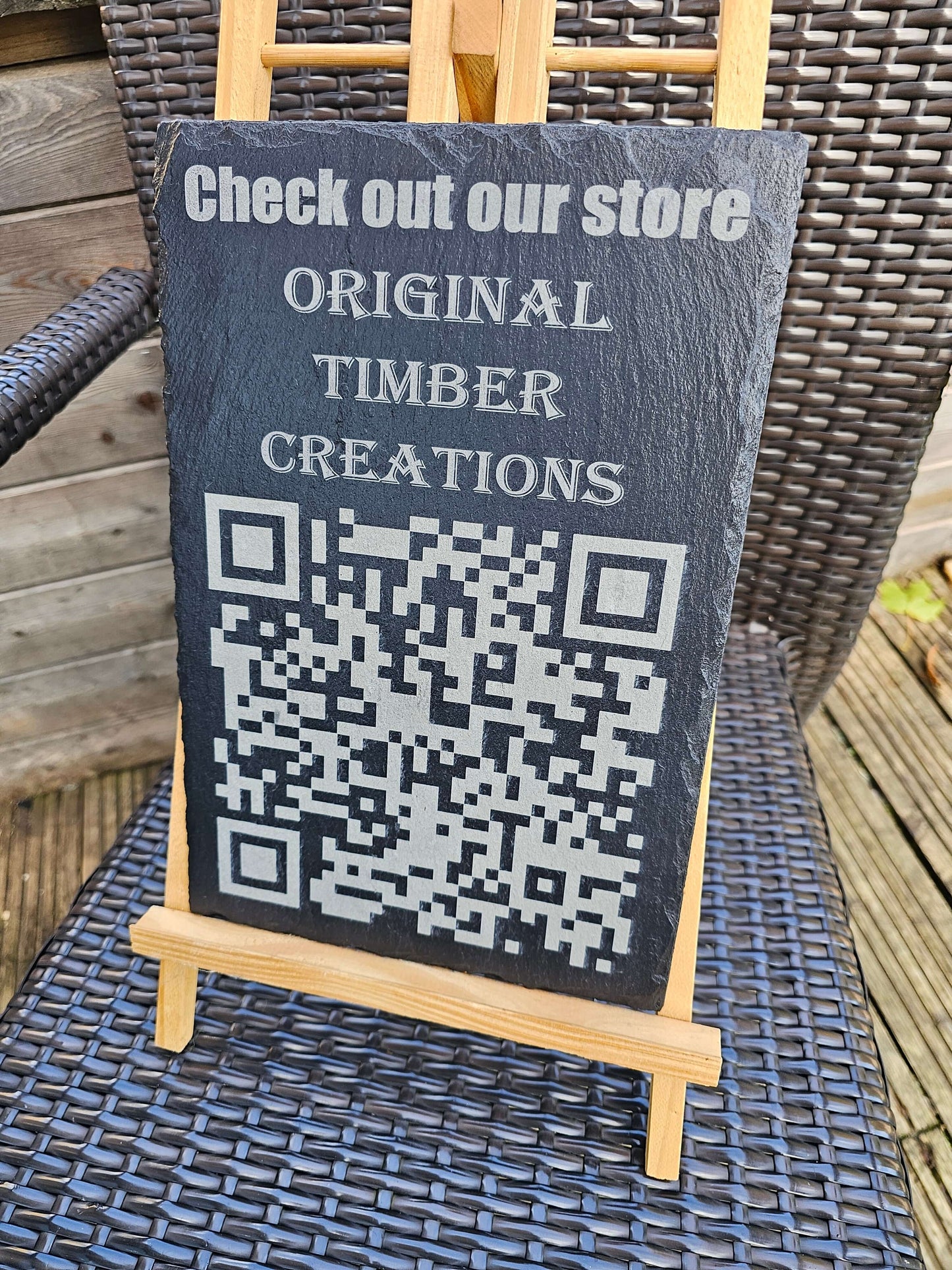 slate sign 30cm x 20cm Laser Engraved Slate QR Code Sign Custom Store