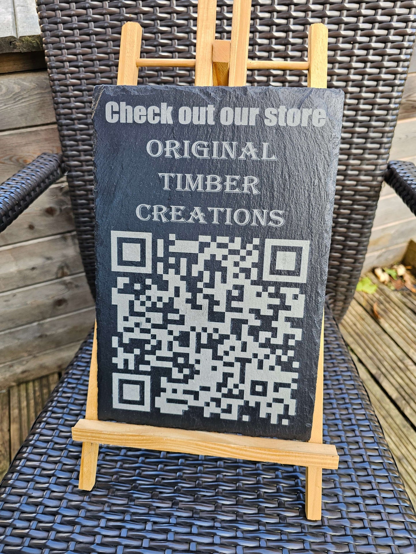 slate sign 30cm x 20cm Laser Engraved Slate QR Code Sign Custom Store