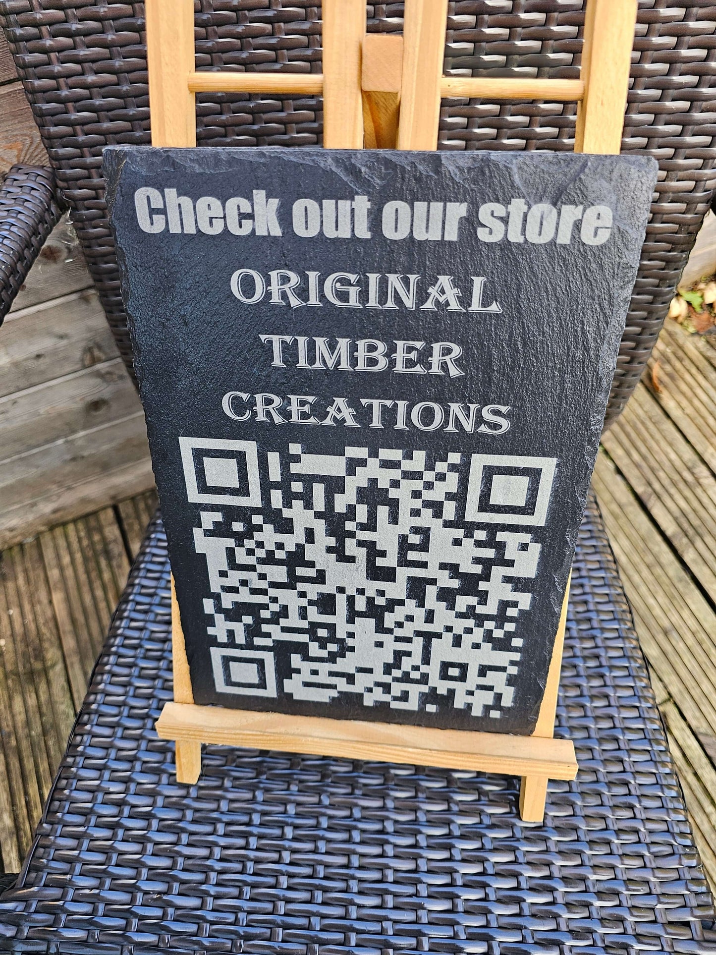 slate sign 30cm x 20cm Laser Engraved Slate QR Code Sign Custom Store
