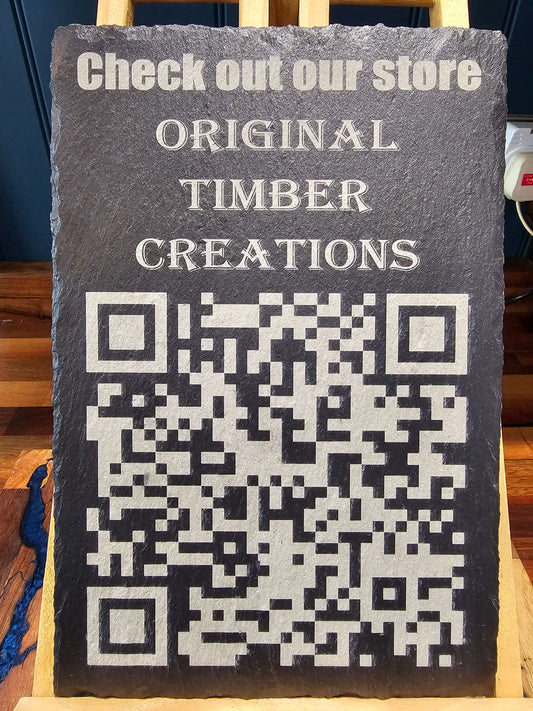 slate sign 30cm x 20cm Laser Engraved Slate QR Code Sign Custom Store