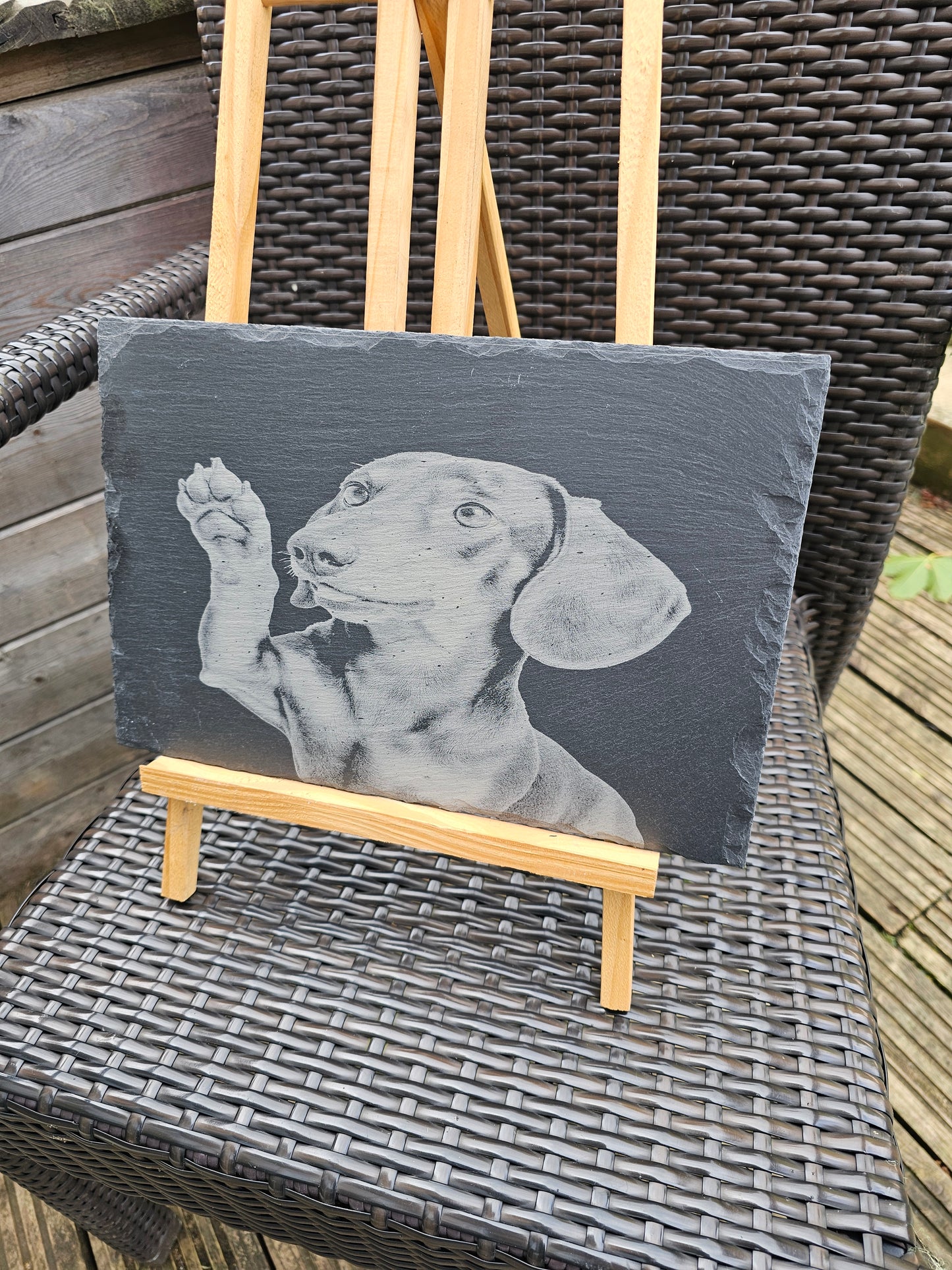 Slate Plaque 30cm x 20cm Laser Engraved Dachshund Dog – Handmade UK