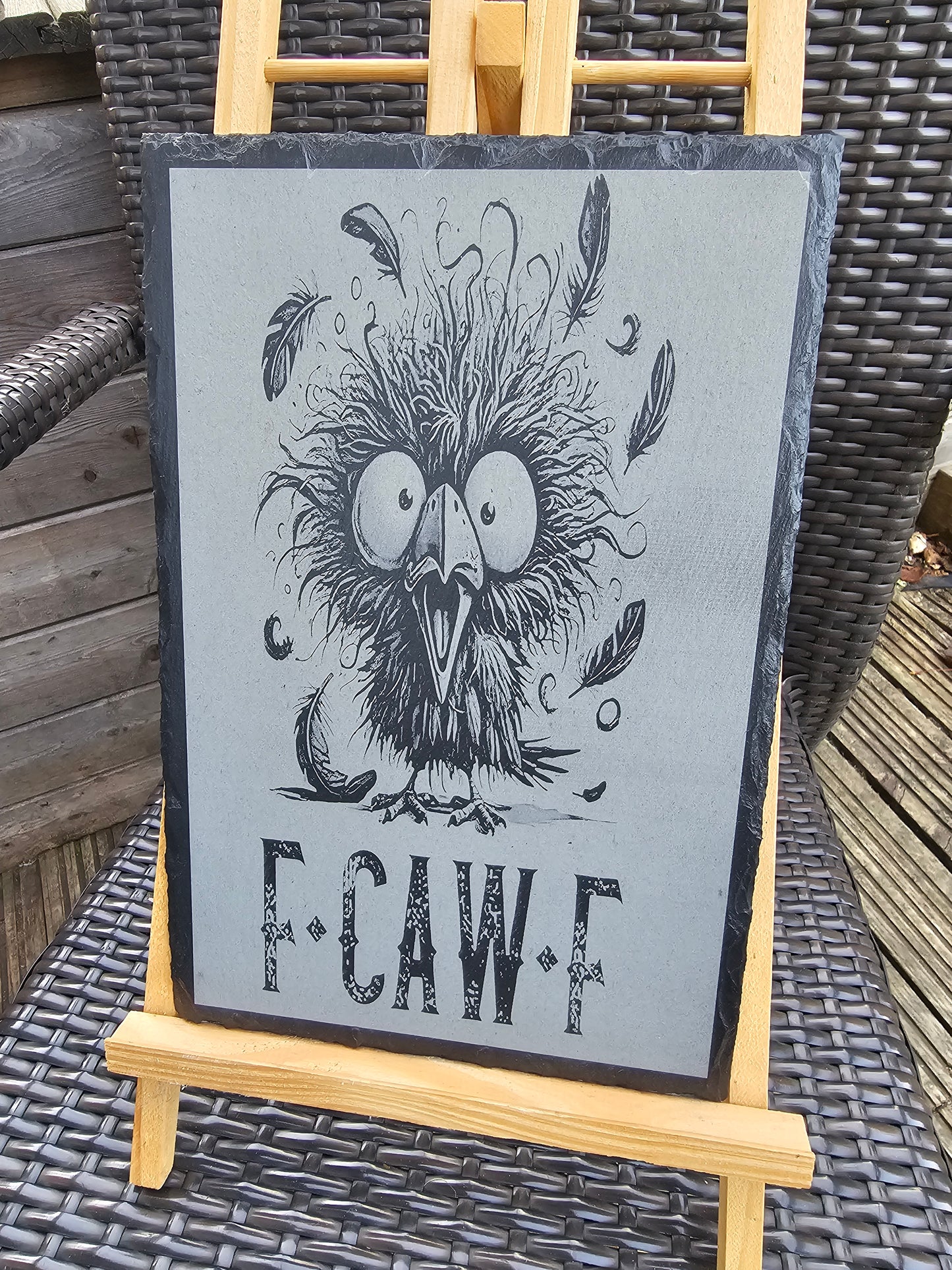 Slate Plaque Funny “F-CAW-F” Crow Design – 30cm x 20cm
