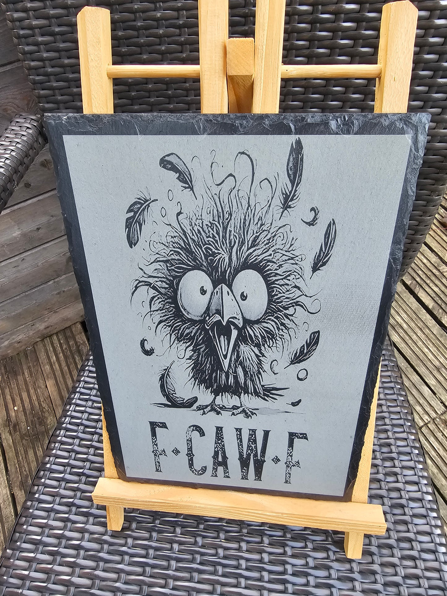 Slate Plaque Funny “F-CAW-F” Crow Design – 30cm x 20cm