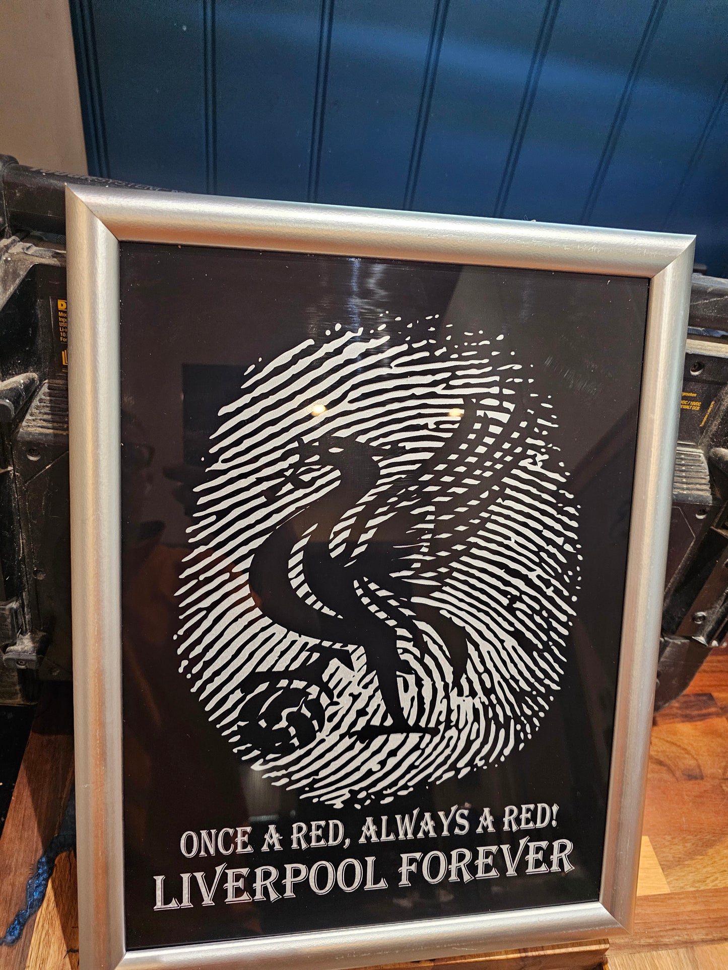 Painted Glass 45cm x 35cm Liverpool Fingerprint Framed –
