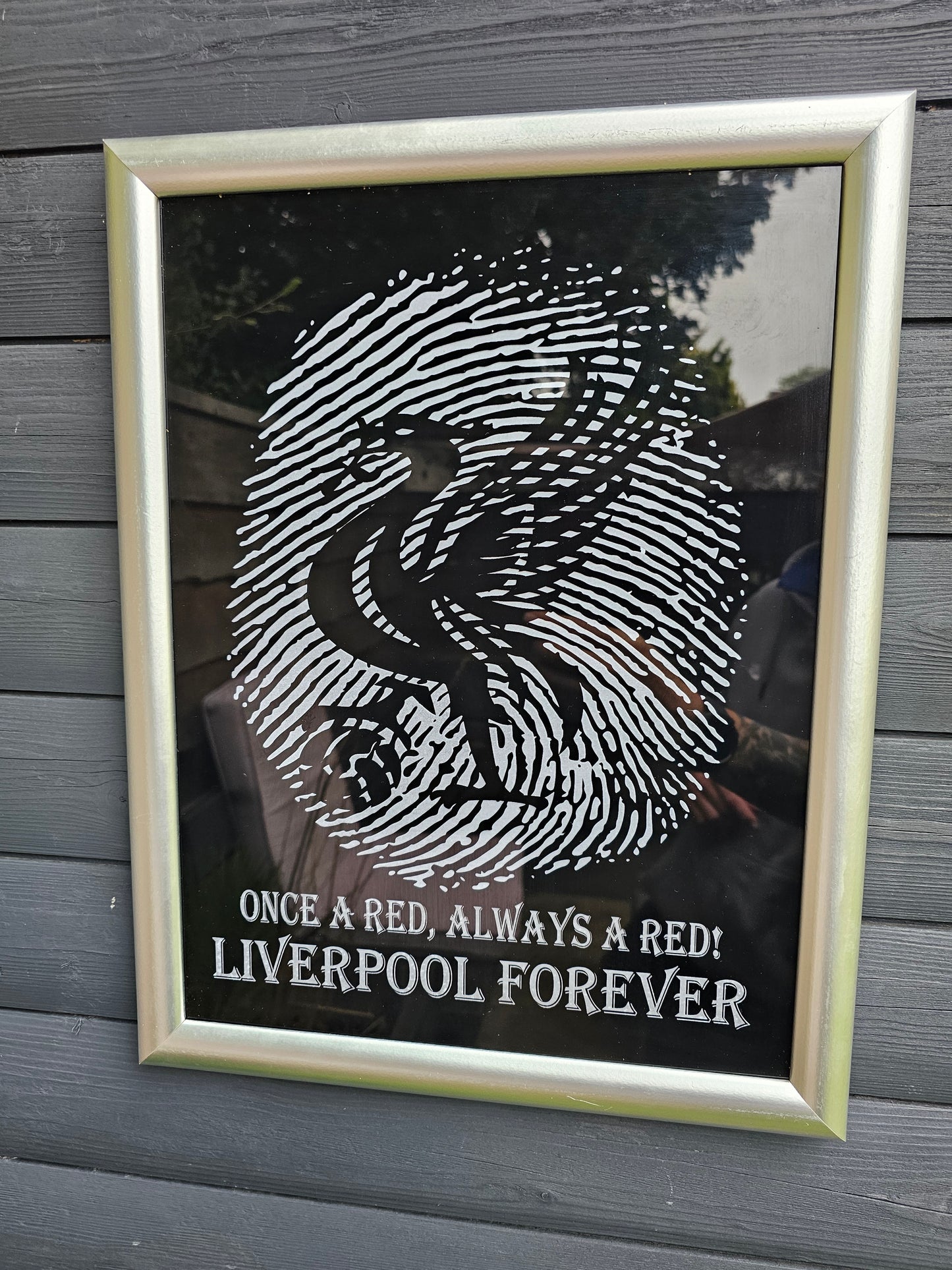 Painted Glass 45cm x 35cm Liverpool Fingerprint Framed –