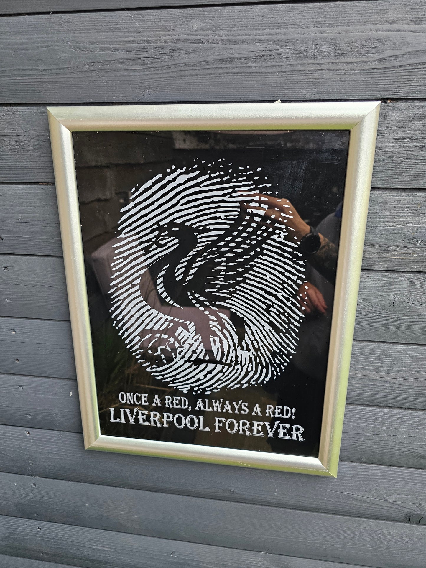 Painted Glass 45cm x 35cm Liverpool Fingerprint Framed –