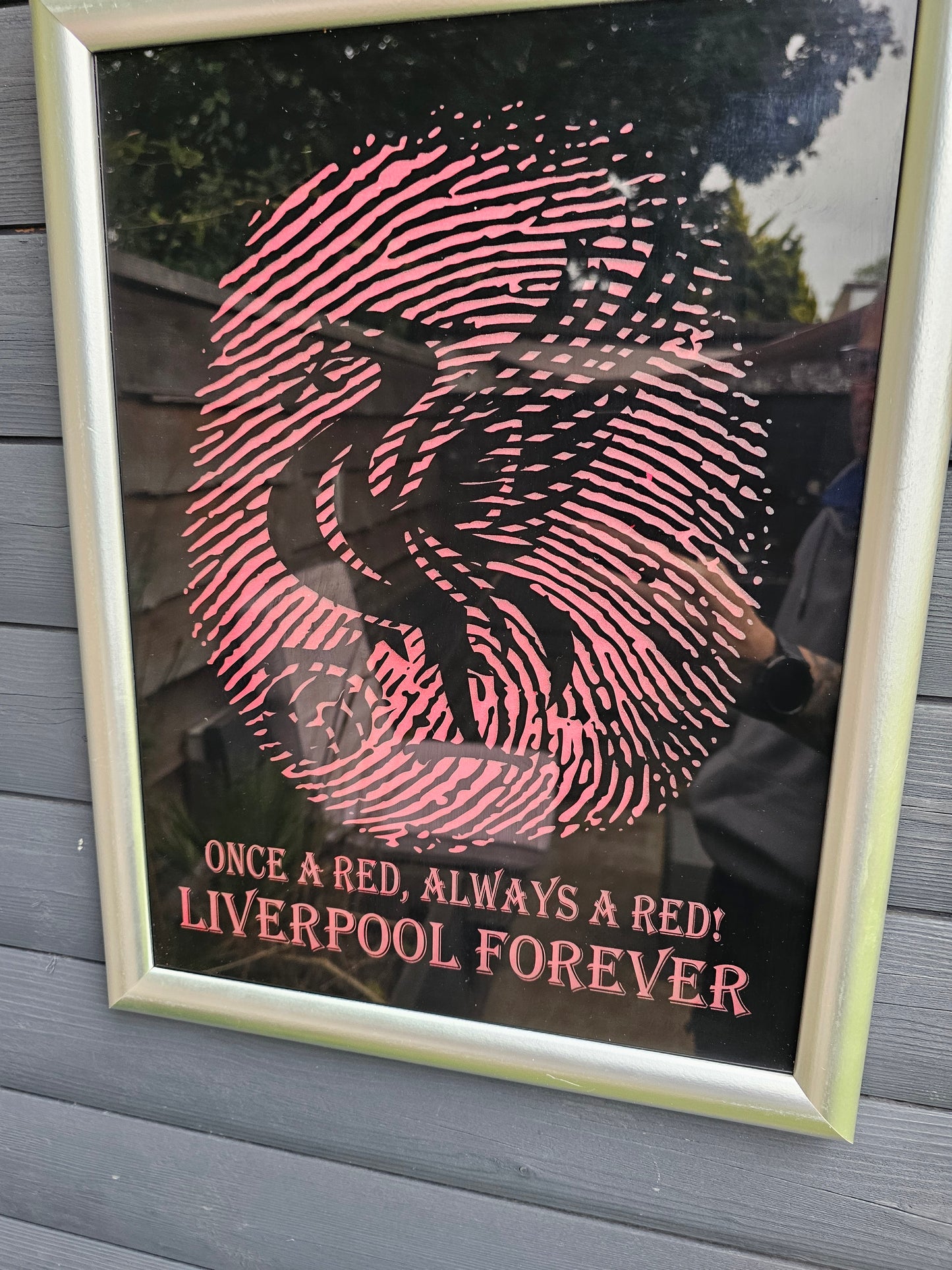 Painted Glass 45cm x 35cm Liverpool Fingerprint Framed –