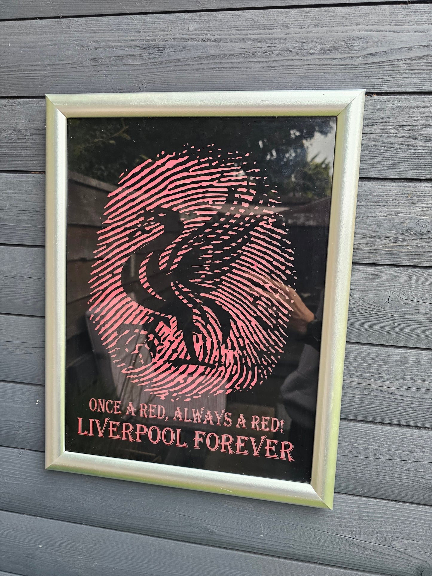 Painted Glass 45cm x 35cm Liverpool Fingerprint Framed –