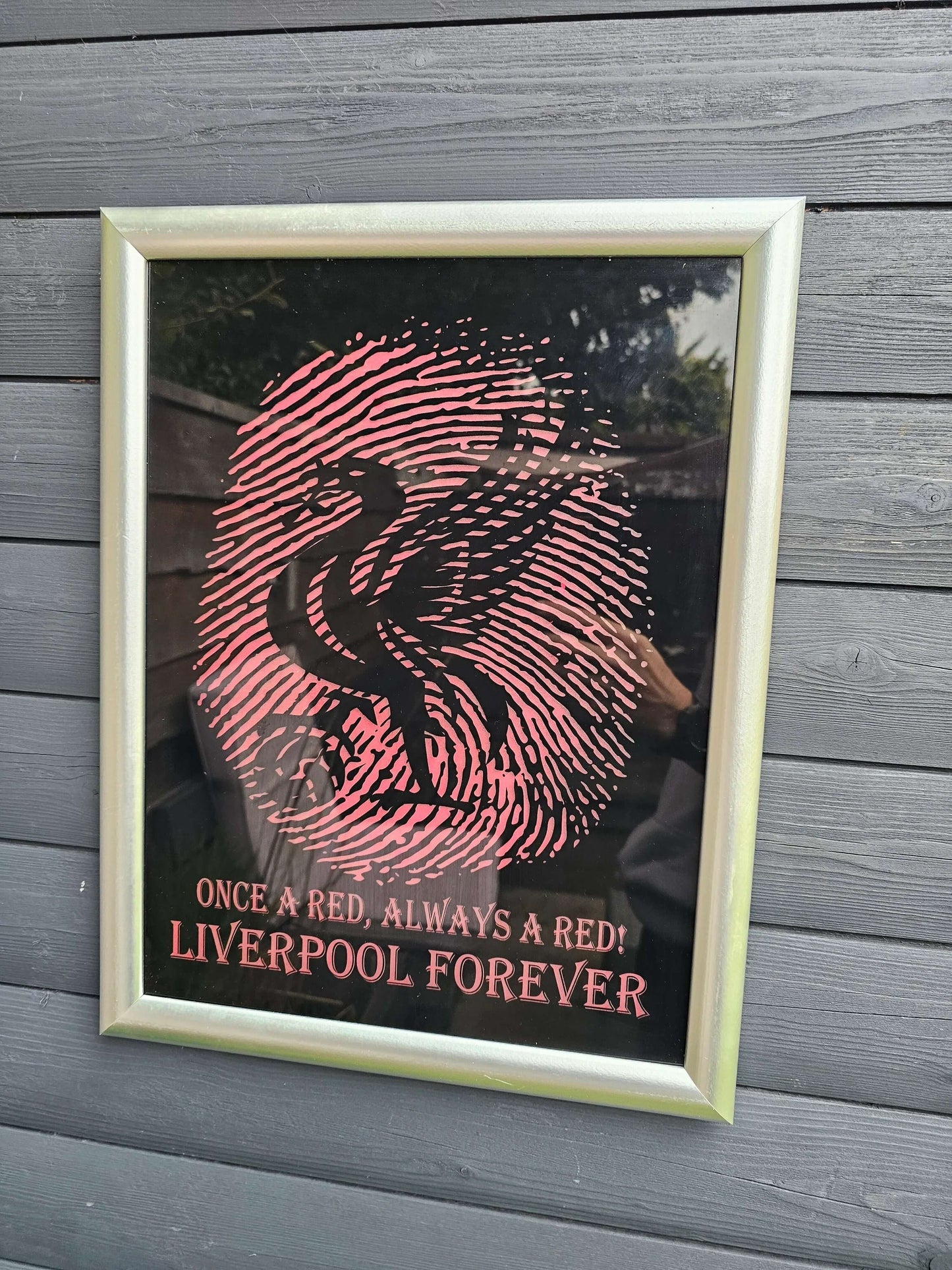 Painted Glass 45cm x 35cm Liverpool Fingerprint Framed –