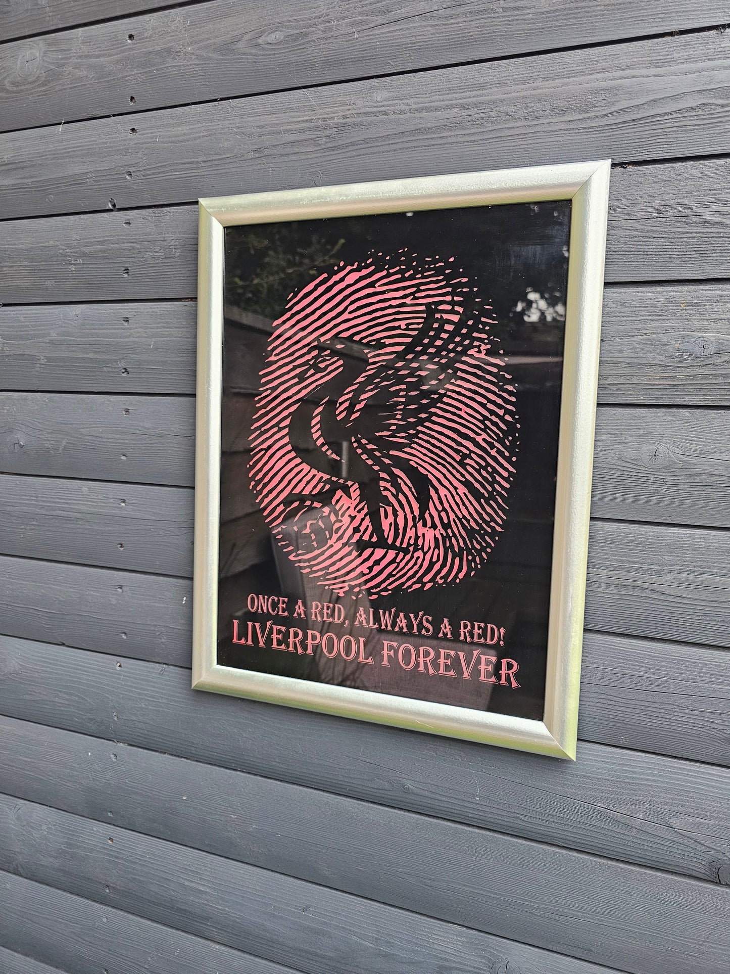 Painted Glass 45cm x 35cm Liverpool Fingerprint Framed –
