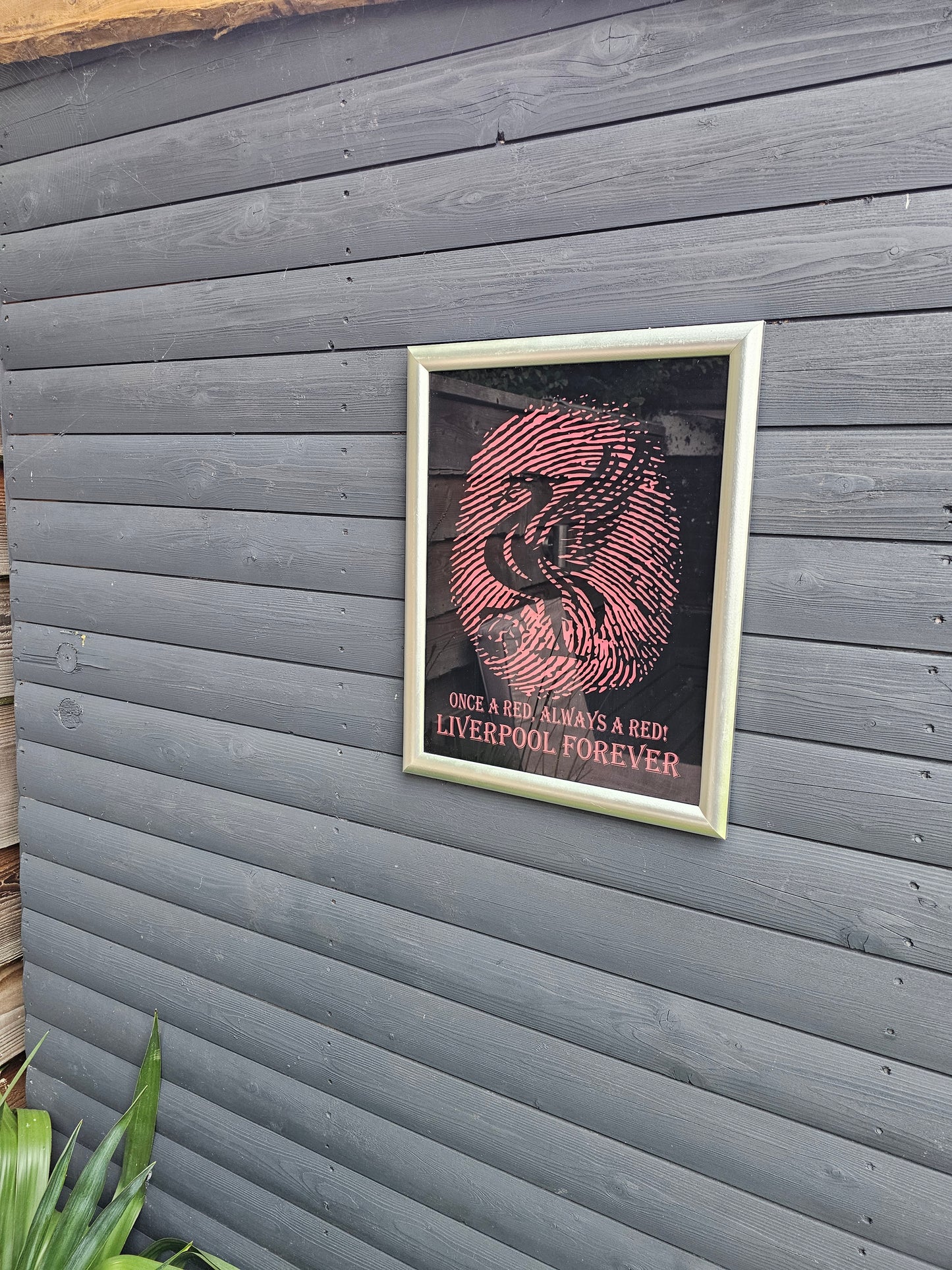 Painted Glass 45cm x 35cm Liverpool Fingerprint Framed –