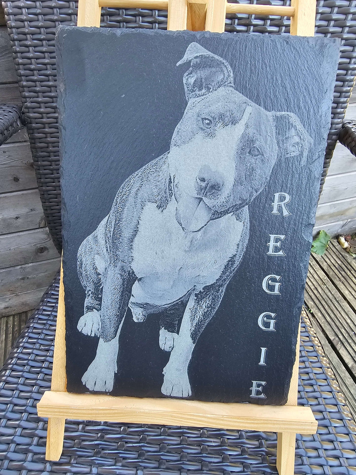 Slate plaque.Laser Engraved Dog Portrait on Slate – 10x10cm or 30x20cm – Custom Pet Memorial Gift